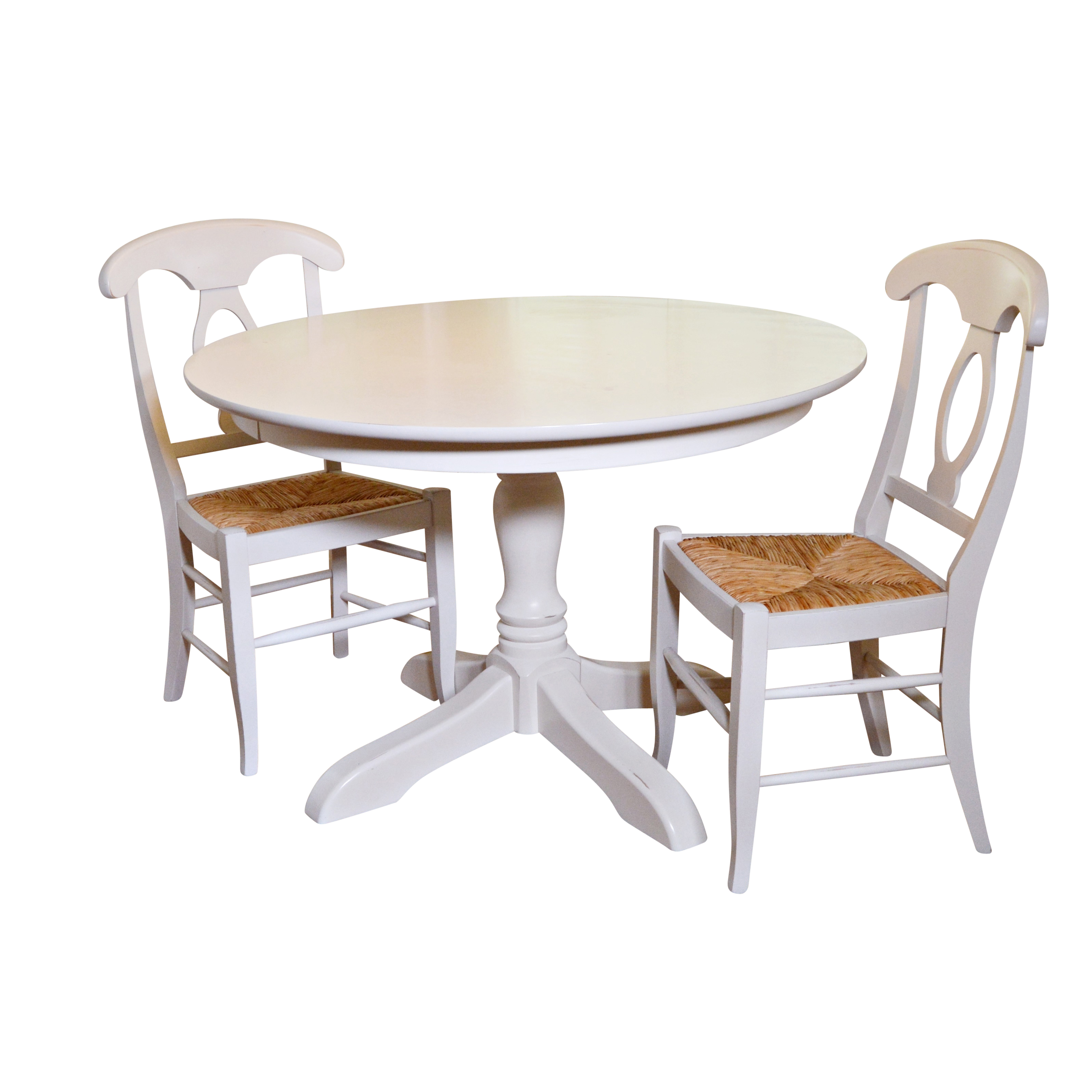 White Pedestal Dining Table And Chairs By Pottery Barn Ebth
