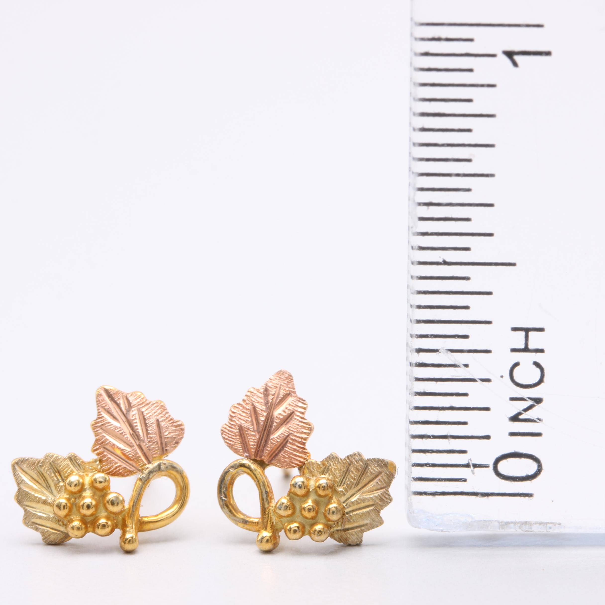 10K and 14K Yellow and Rose Gold Leaf Earrings EBTH