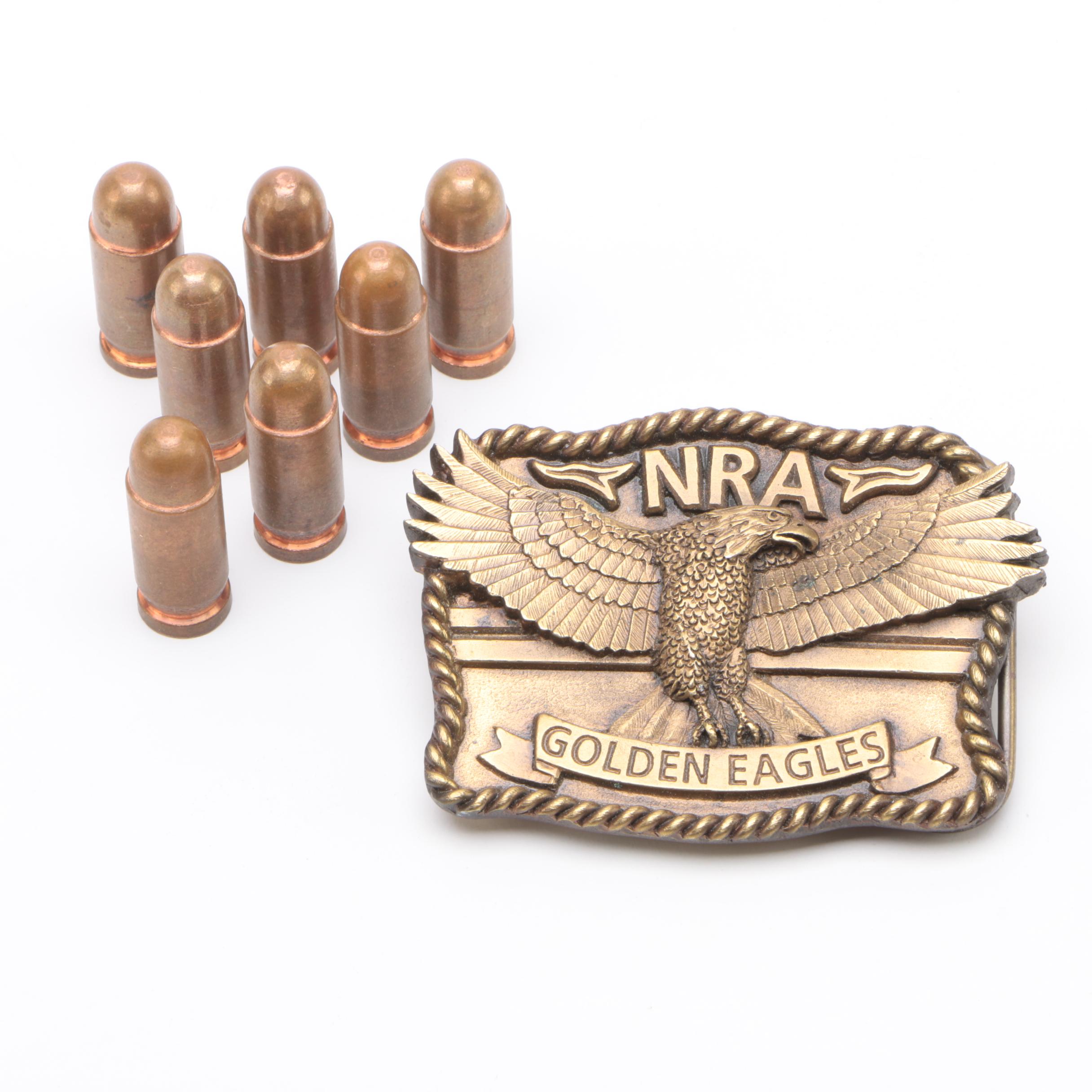 Nra Brass Eagle Belt Buckle With 999 Solid Copper Bullets