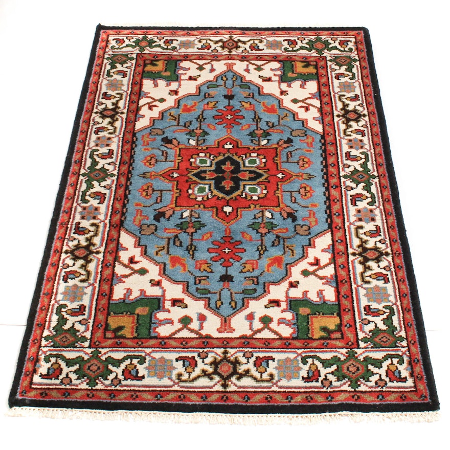 Indo-Persian Hand-Knotted Heriz Rug