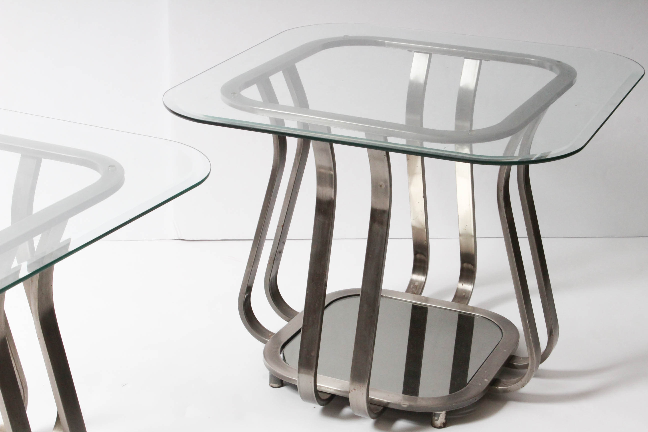 Two Neoclassical Glass and Metal Accent Tables EBTH