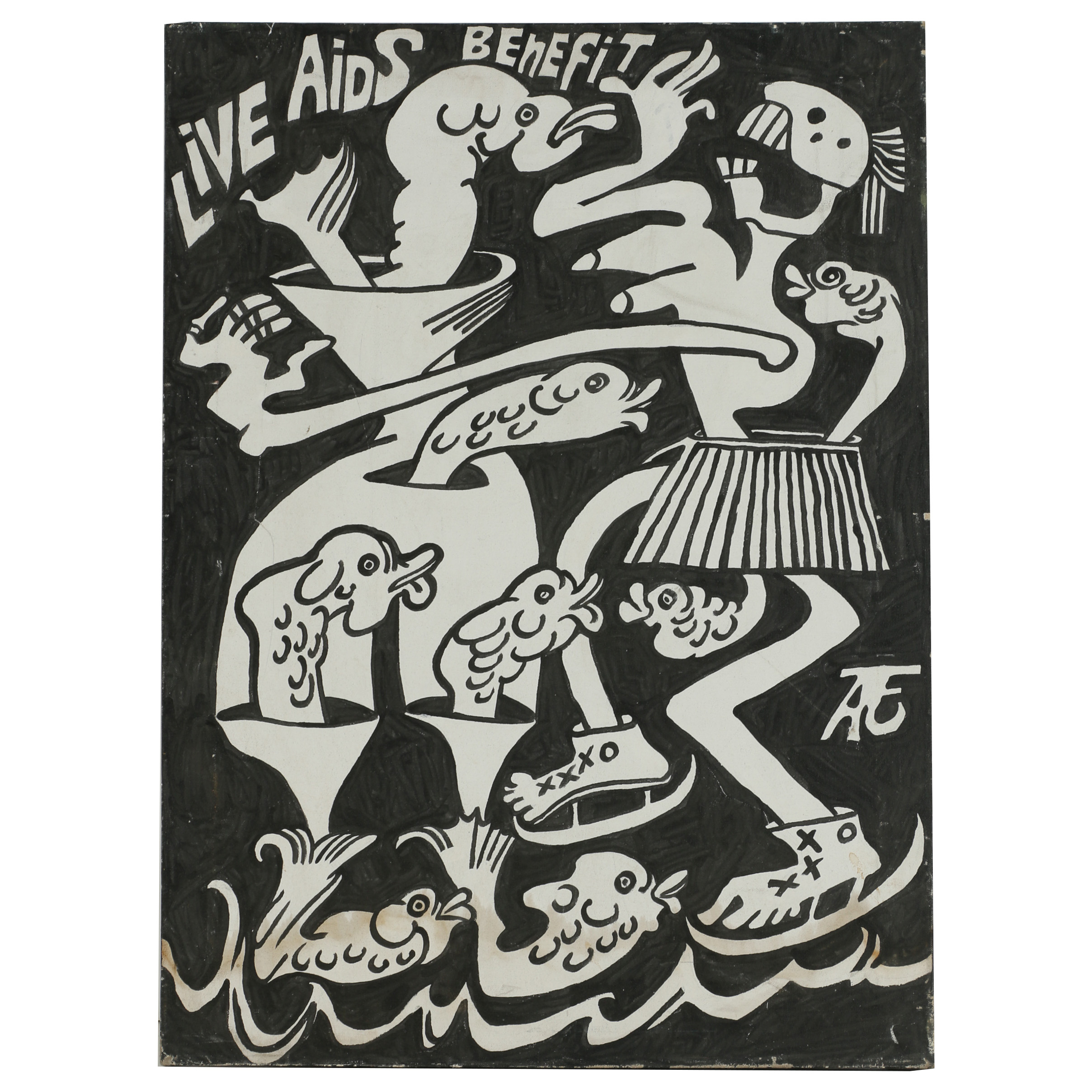 Aethelred Eldridge Acrylic Painting "Live Aids Benefit" EBTH