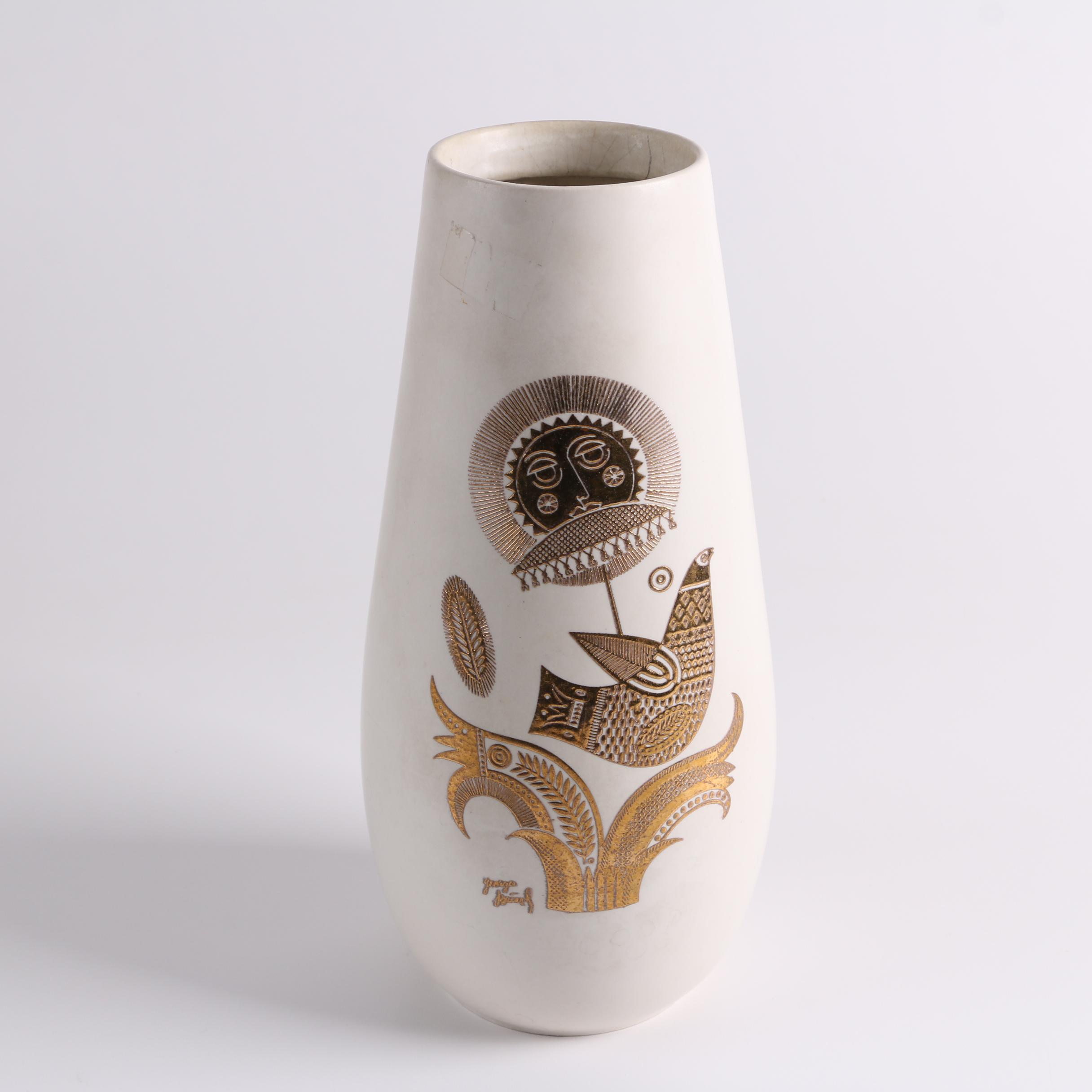 Mid Century Georges Briard For Hyalyn Pottery Vase Ebth