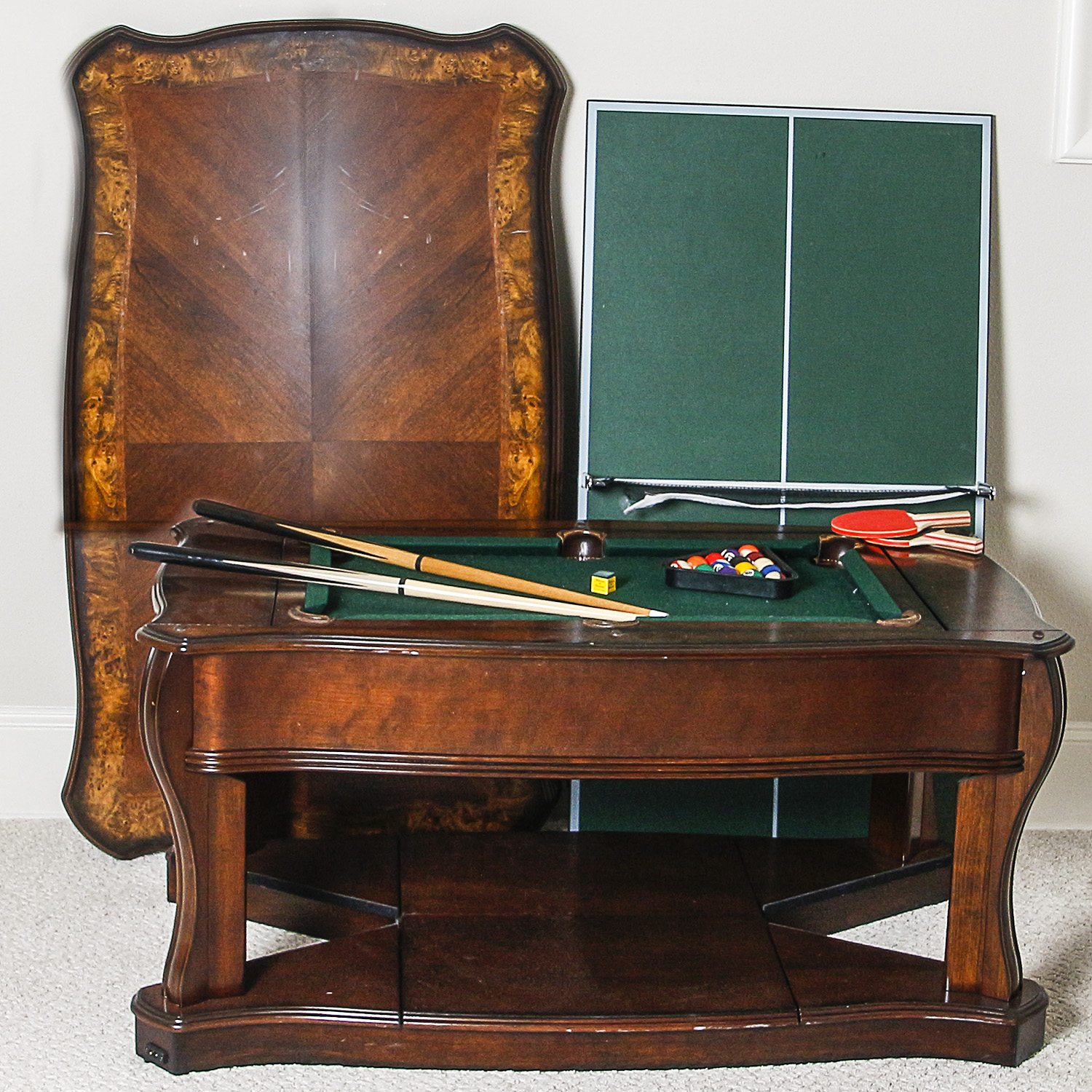 Children S Size Game Table With Ping Pong And Pool Top And Accessories