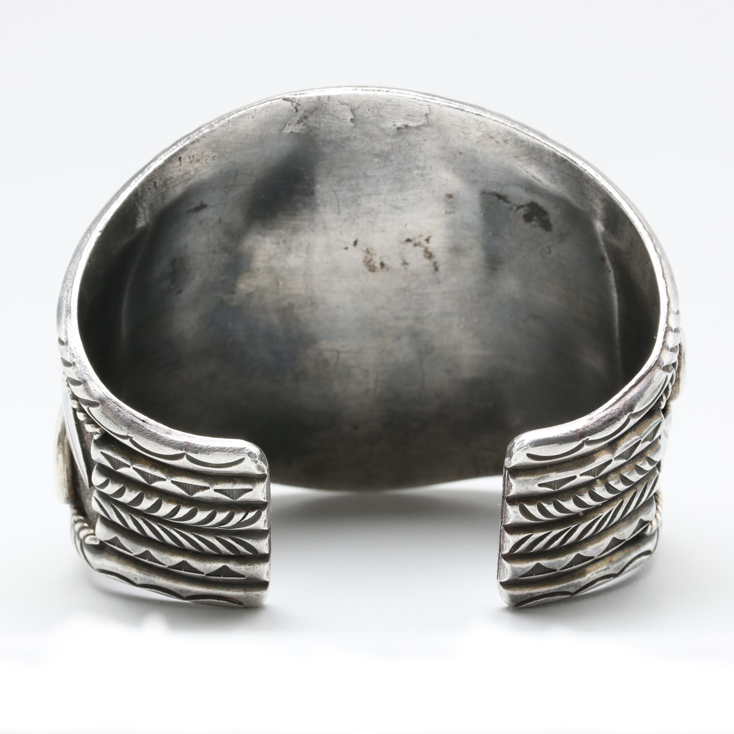 Jerry Platero Navajo Diné Sterling Silver Turquoise Cuff Bracelet | EBTH