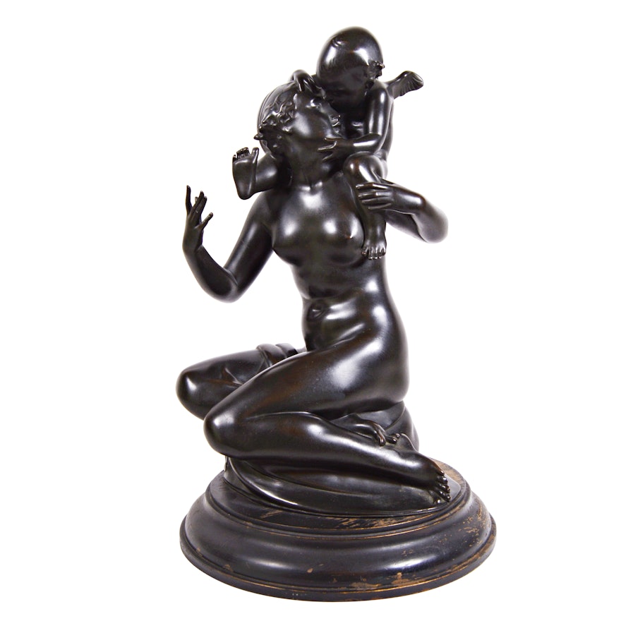 Carl Paul Jennewein Bronze Sculpture "Cupid and Psyche"