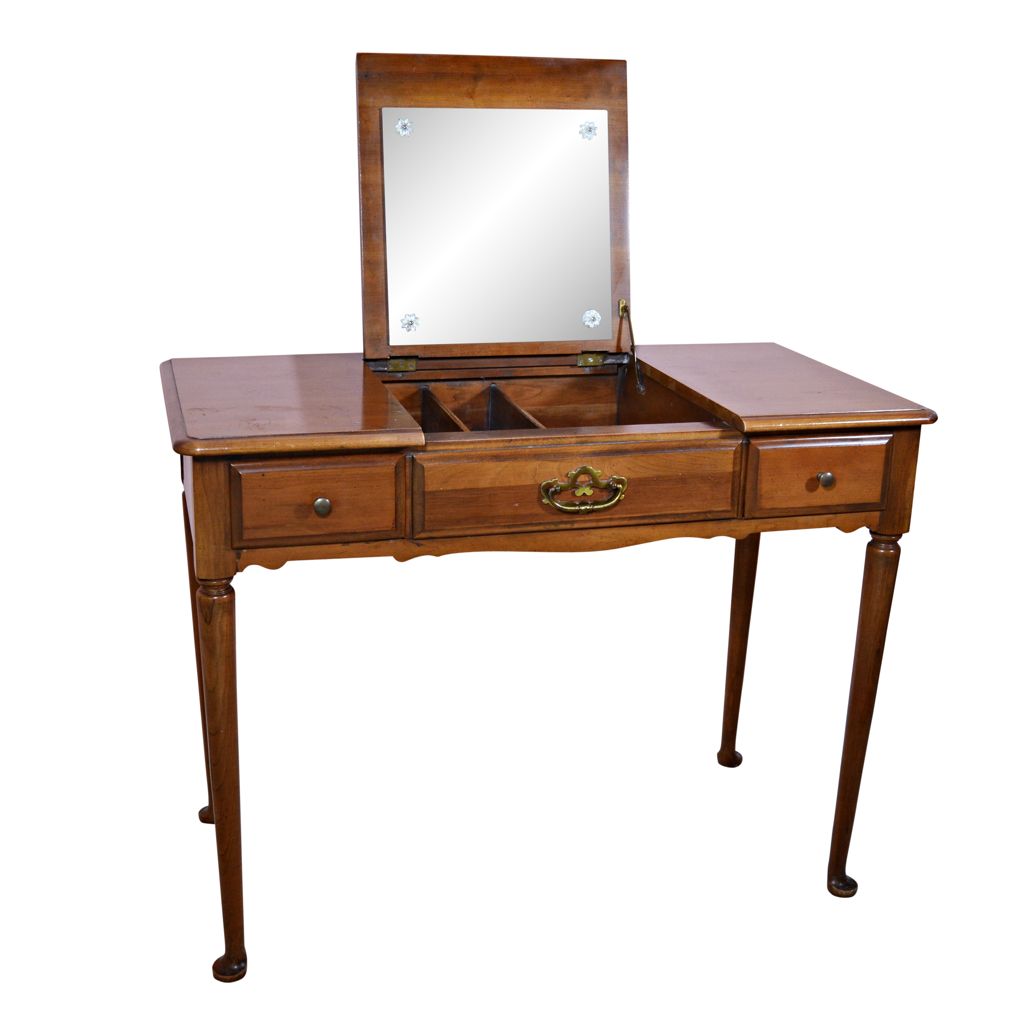 Vintage Queen Anne Style Mahogany Vanity Table Ebth