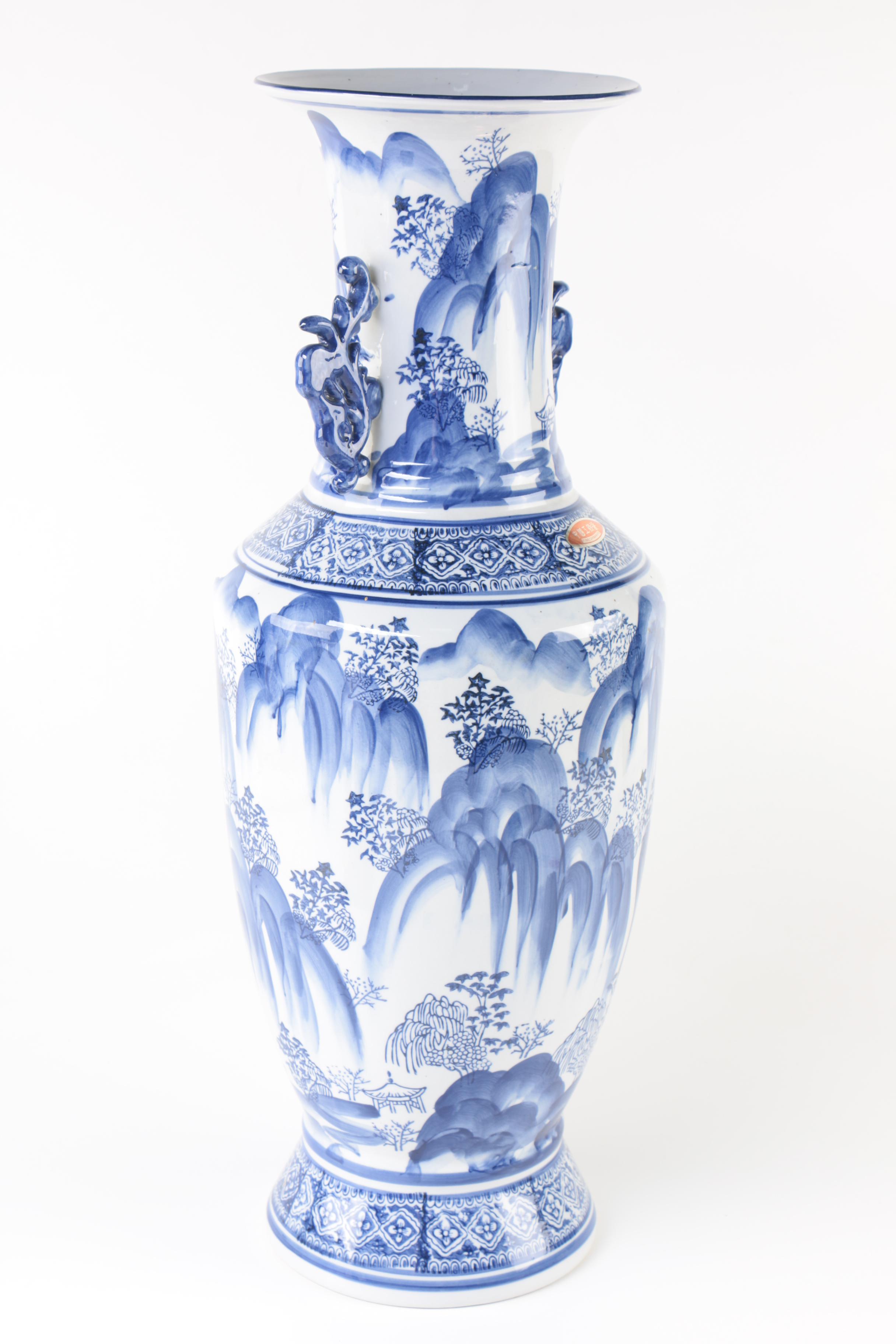 Chinese Blue and White Ceramic Floor Vase EBTH