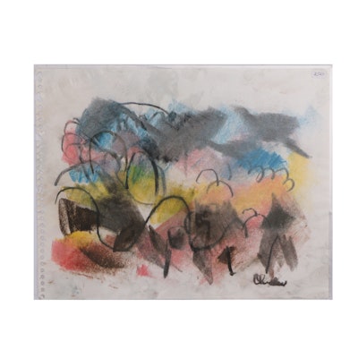 Paul Chidlaw Original Signed Pastel on Paper Abstracted Landscape Paul Chidlaw Original Signed Pastel on Paper Abstracted Landscape
