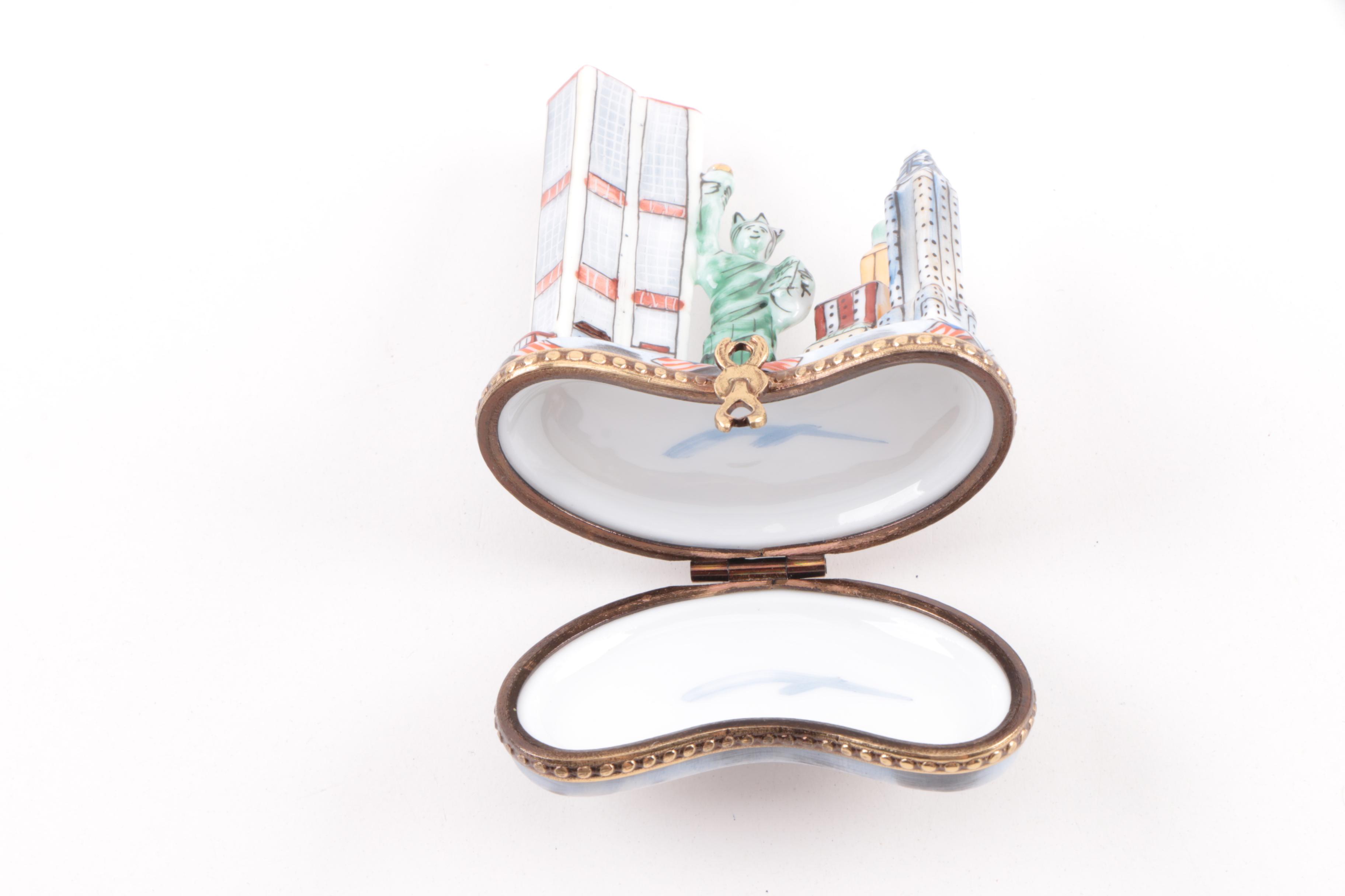 Limoges New York Themed Porcelain Trinket Box EBTH