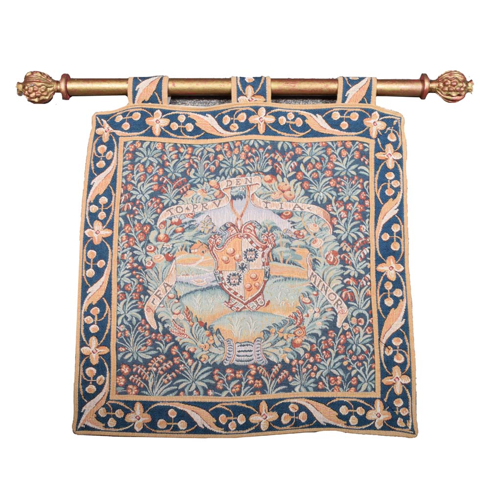 Armorial Wall Tapestry with Hanging Rod EBTH