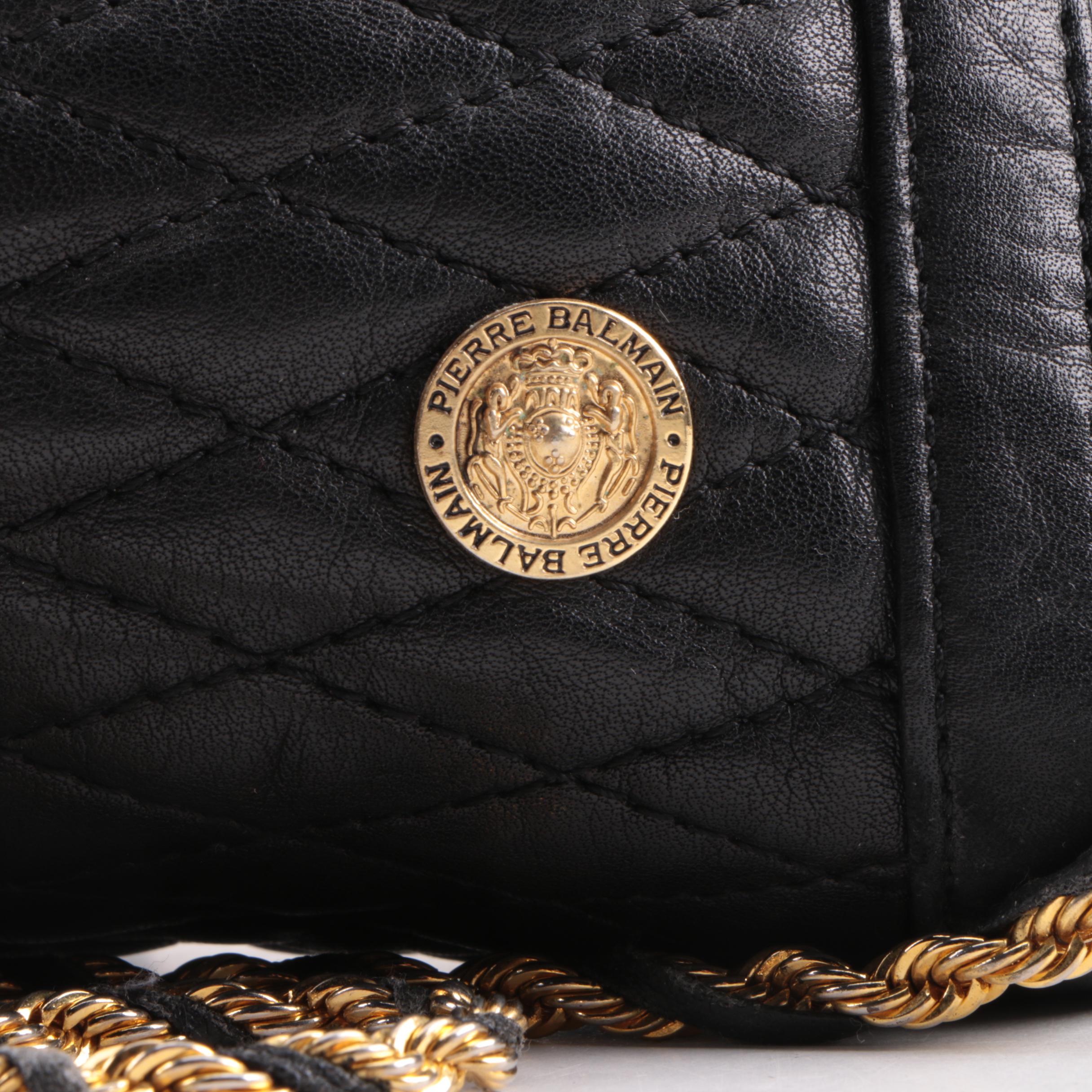 Vintage Pierre Balmain Black Quilted Leather Crossbody Bag EBTH