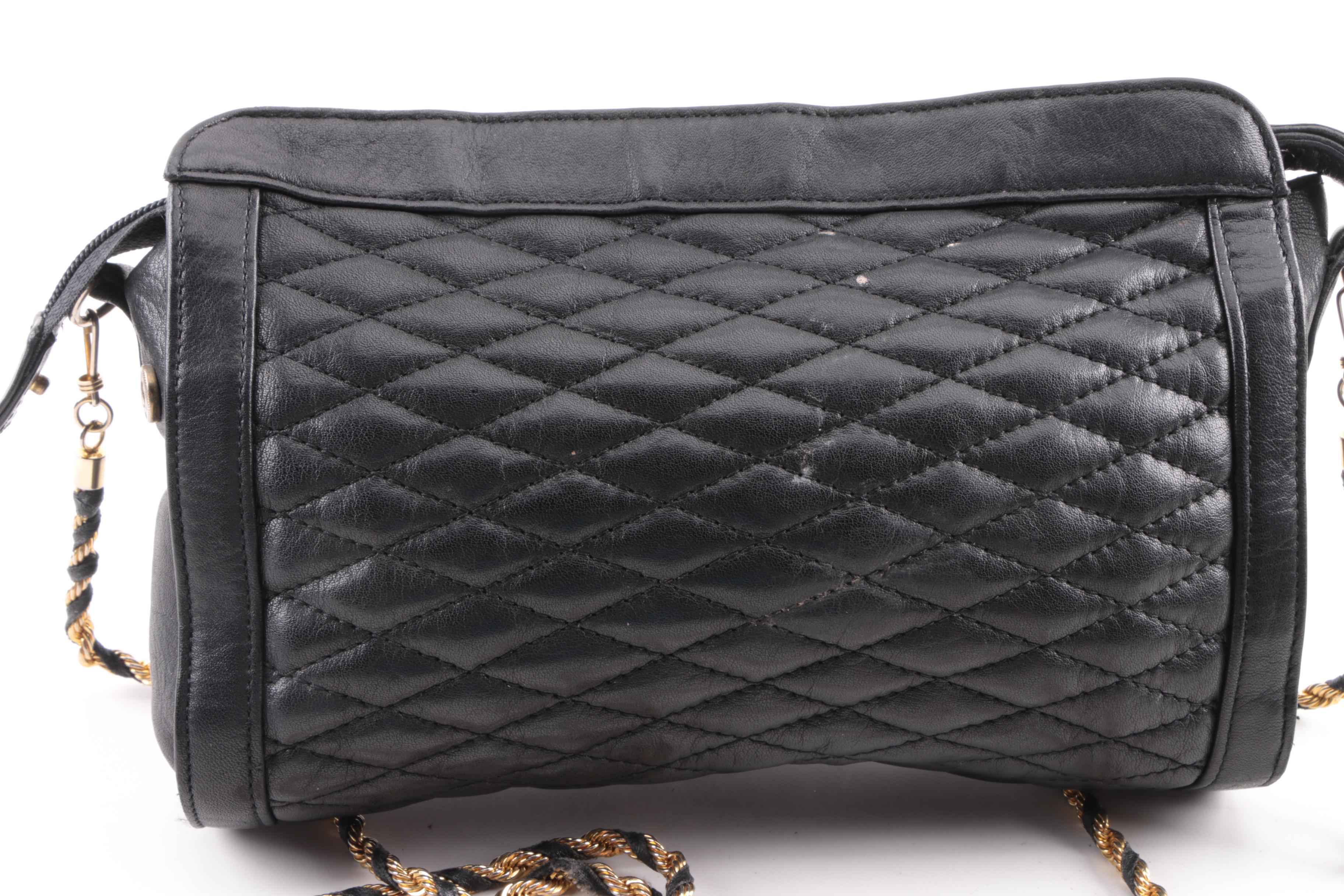 Vintage Pierre Balmain Black Quilted Leather Crossbody Bag EBTH