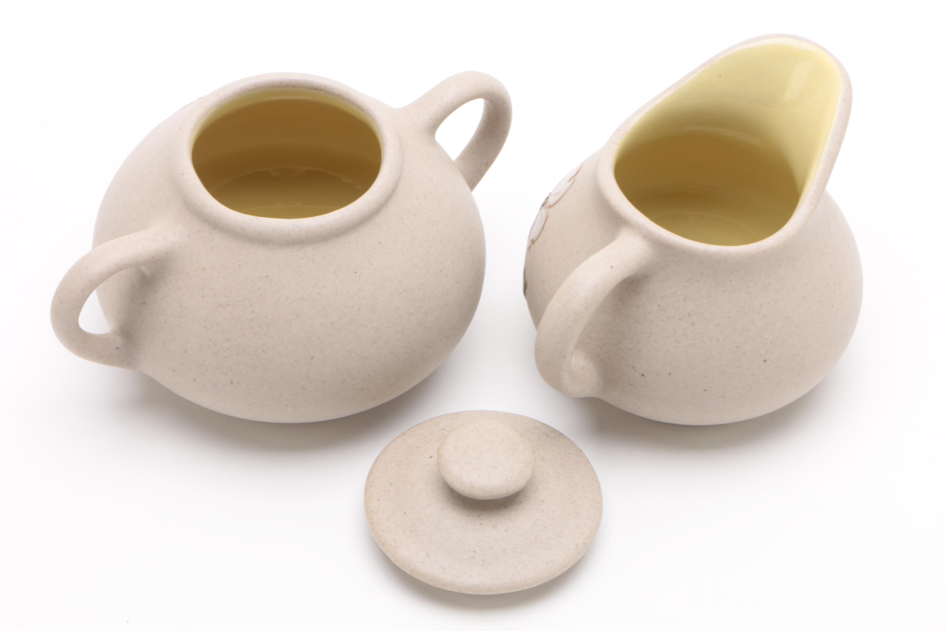 Pigeon Pottery Teapot, Creamer and Sugar Bowl EBTH