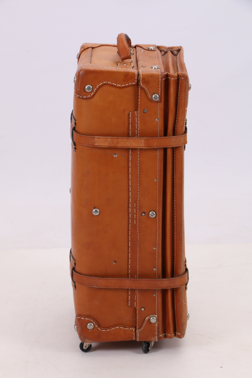 Vintage Leather Rolling Suitcase EBTH