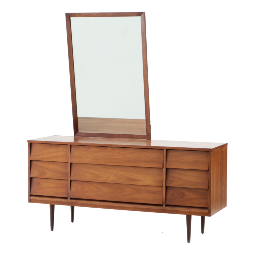 Mid Century Modern Walnut Dresser By Dixie Ebth
