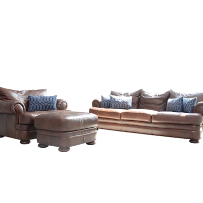 Leather Sofa and Club Chair with Ottoman Leather Sofa and Club Chair with Ottoman