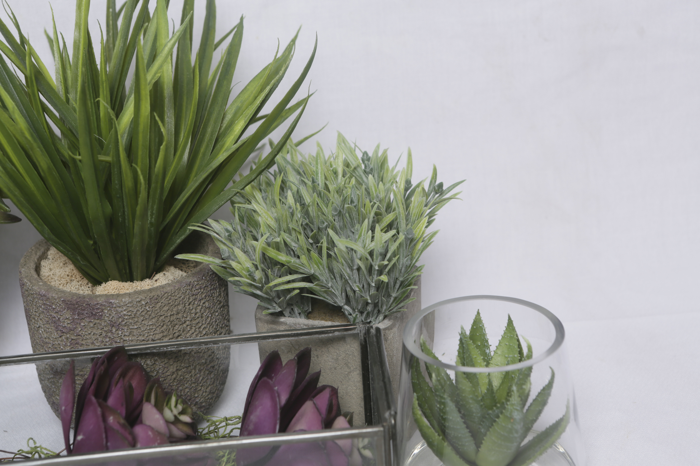 Artificial Succulent Arrangements in Glass and Metal Planters EBTH