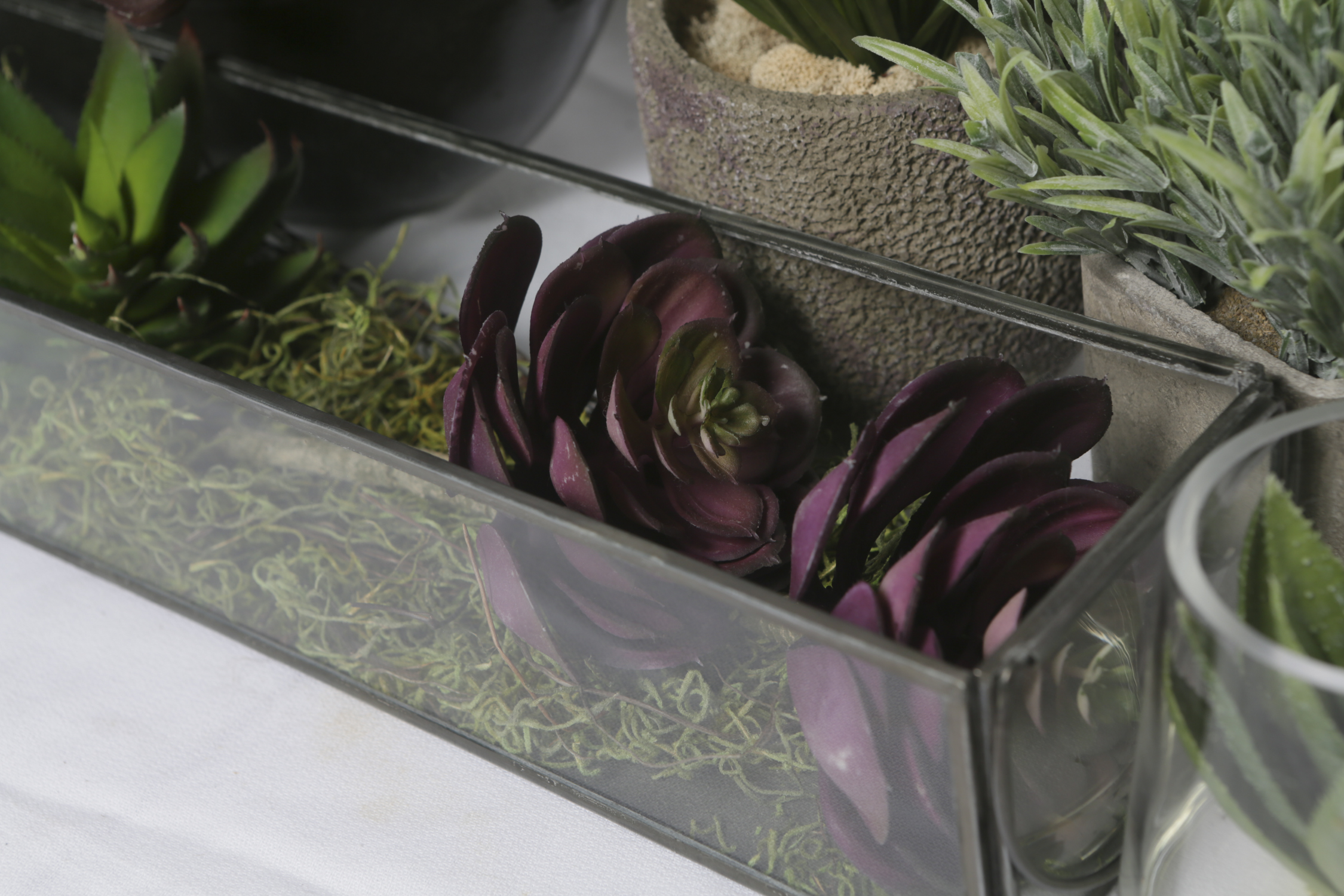 Artificial Succulent Arrangements in Glass and Metal Planters EBTH