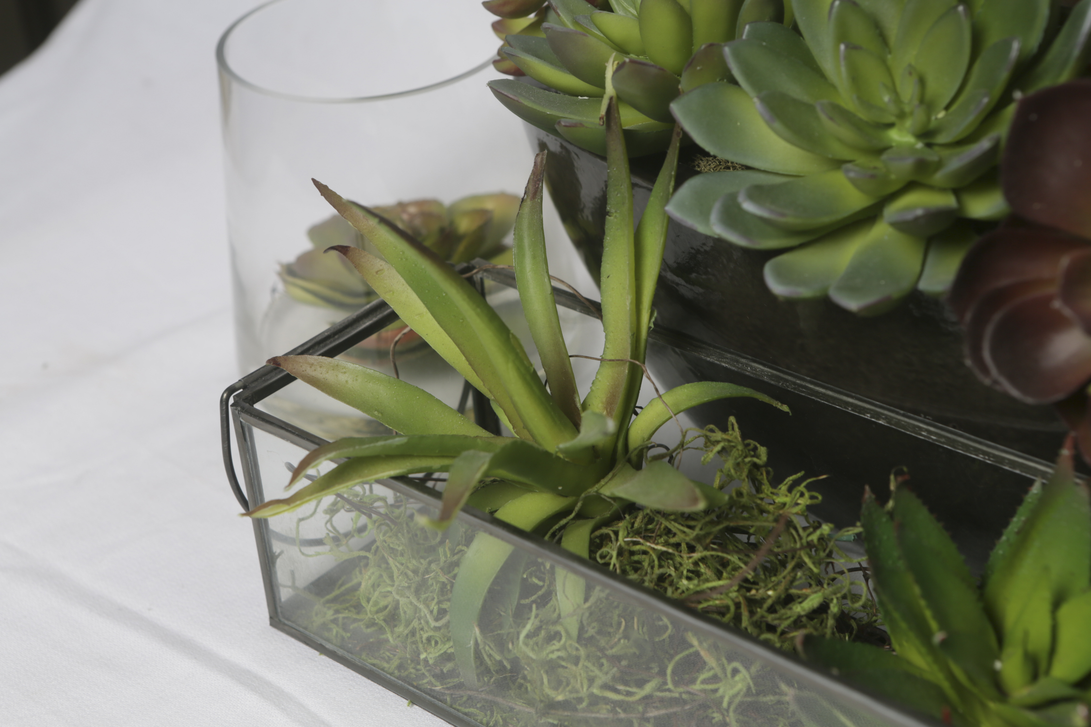 Artificial Succulent Arrangements in Glass and Metal Planters EBTH