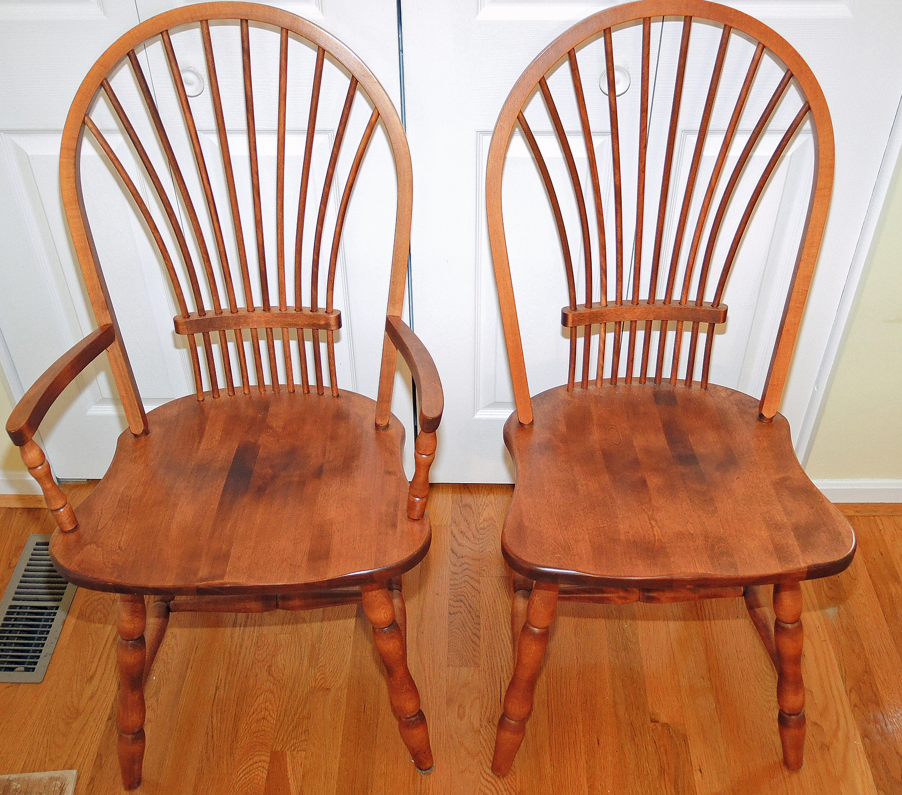 Bedard Farmhouse Style Dining Table and Six Windsor Style Chairs EBTH