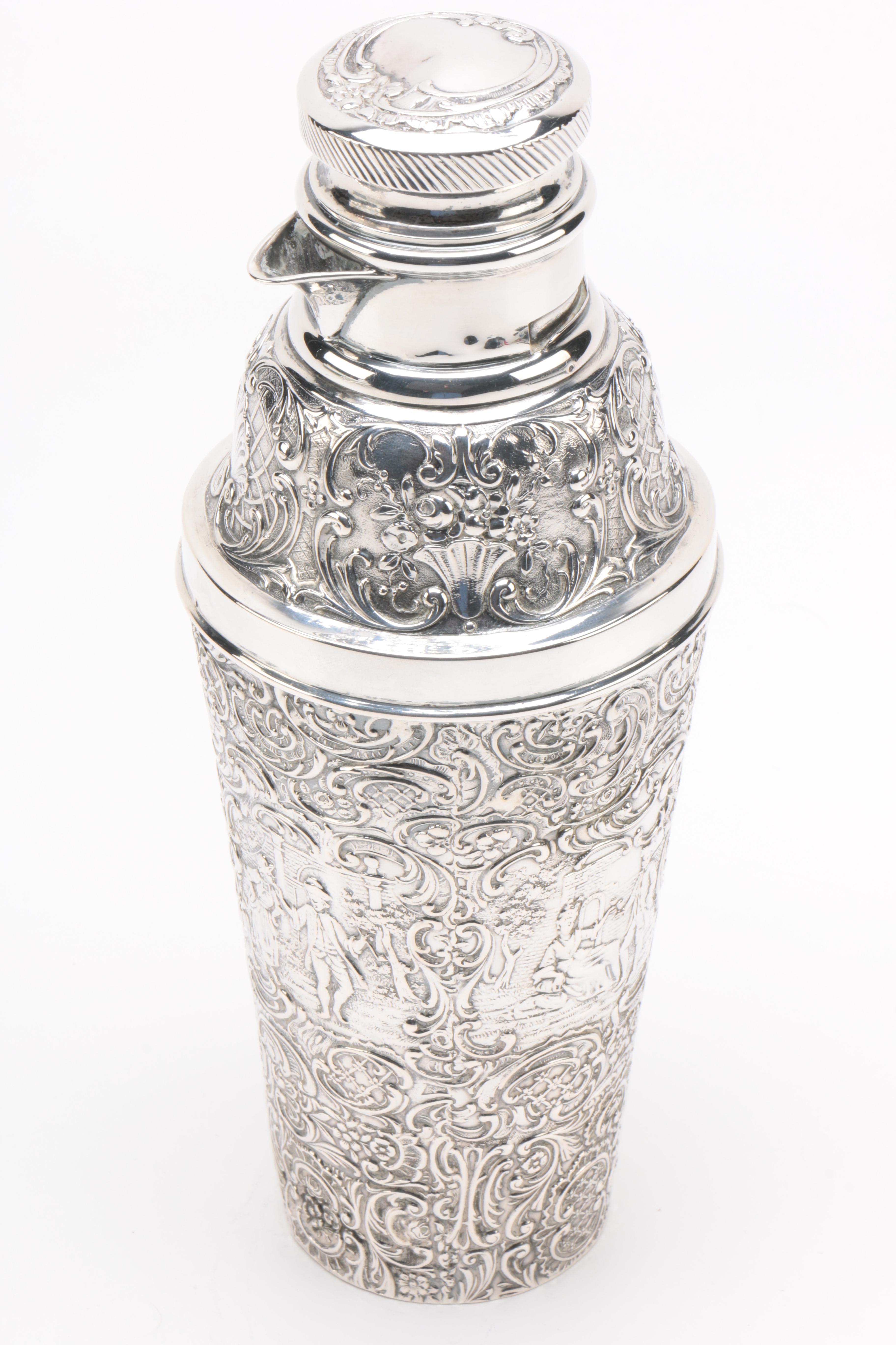 French Sterling Silver Baroque Style Repoussé Cocktail