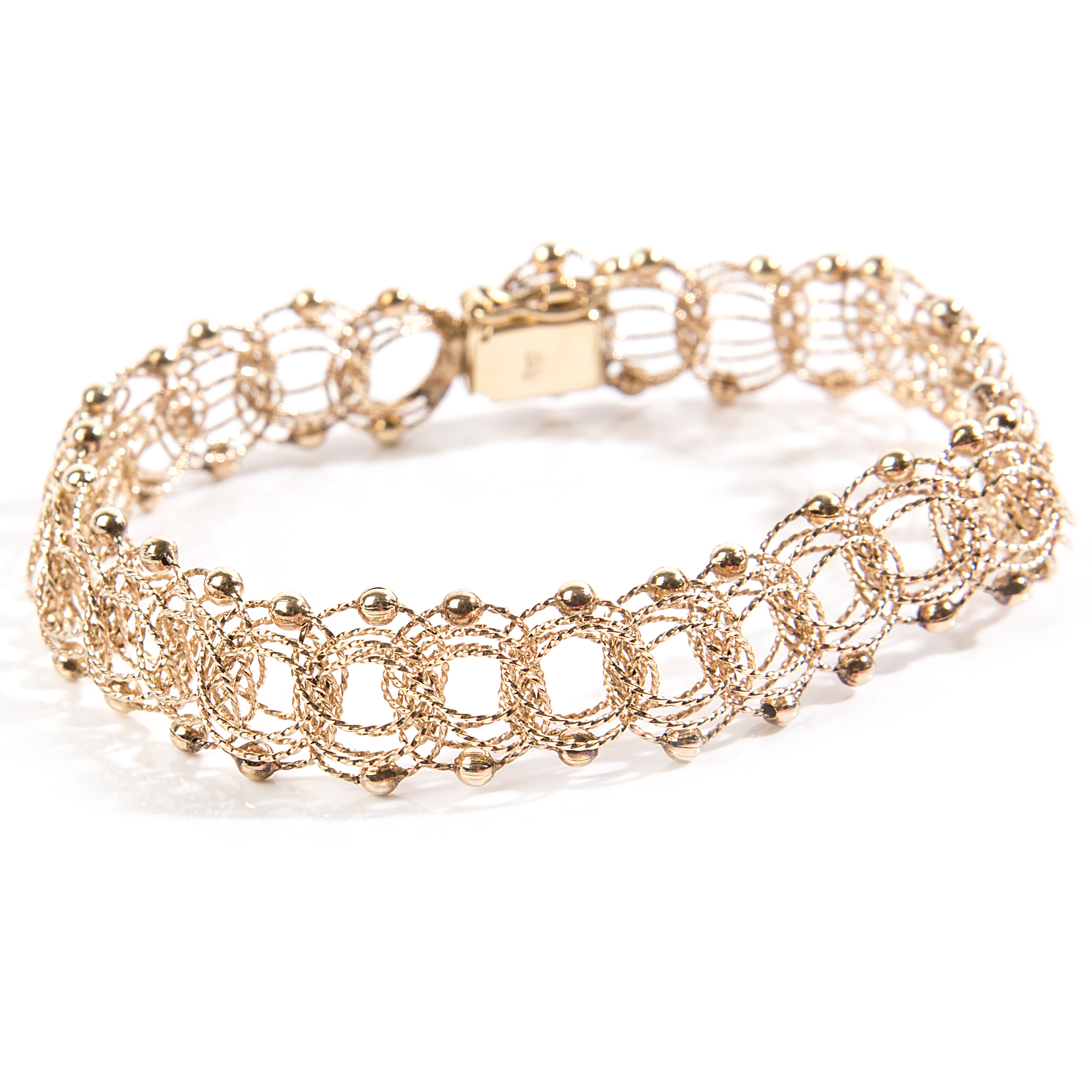 14K Yellow Gold Twisted Triple Link Bracelet EBTH