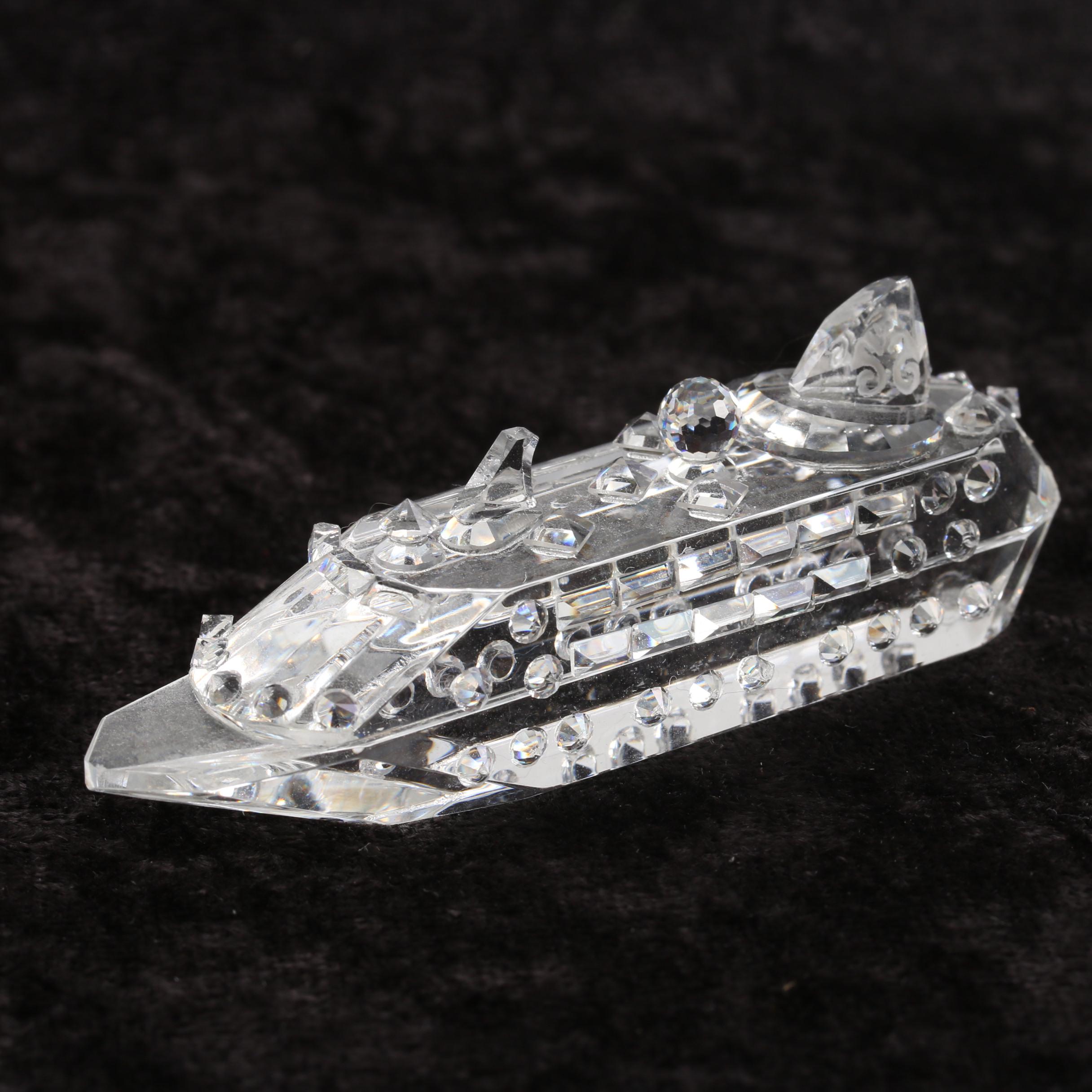 Swarovski Style Crystal Cruise Ship Figurine EBTH
