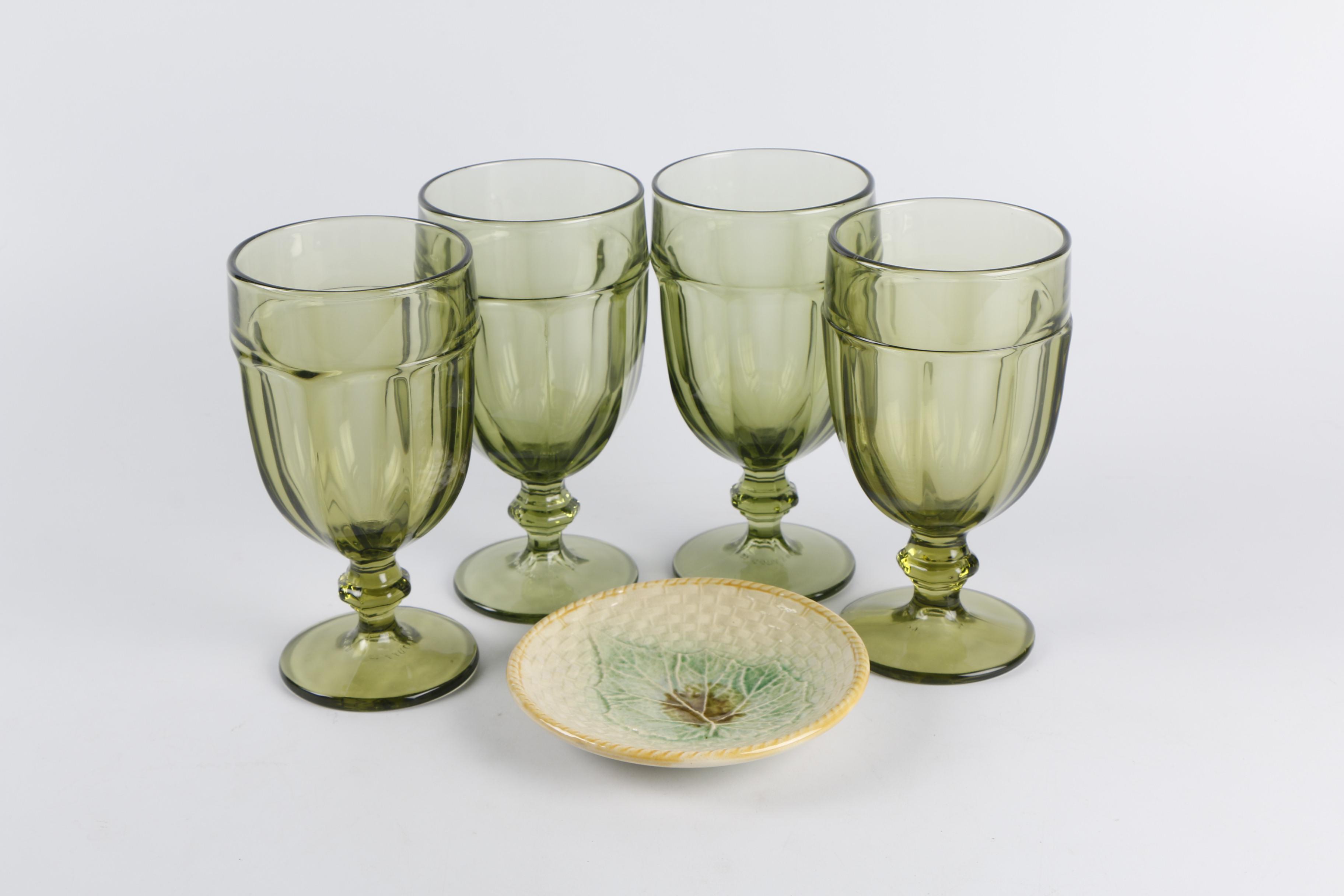 JCPenney Home Collection "Isabella" Dinnerware with Vintage Green Glass