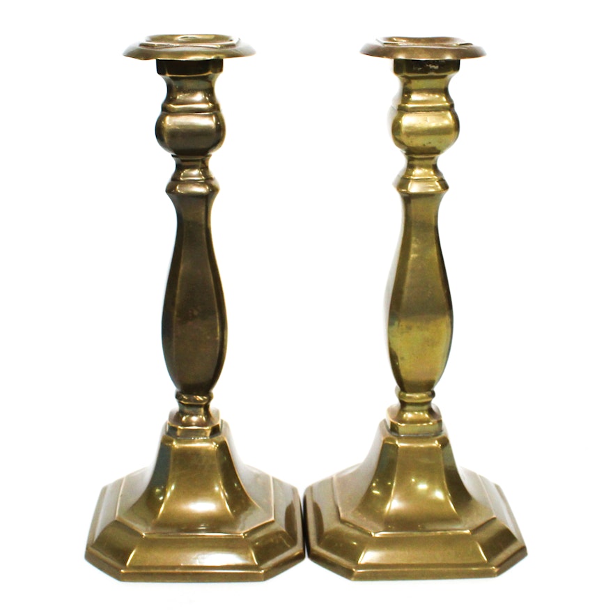 Pair of Brass Candlesticks, Late 19th Century