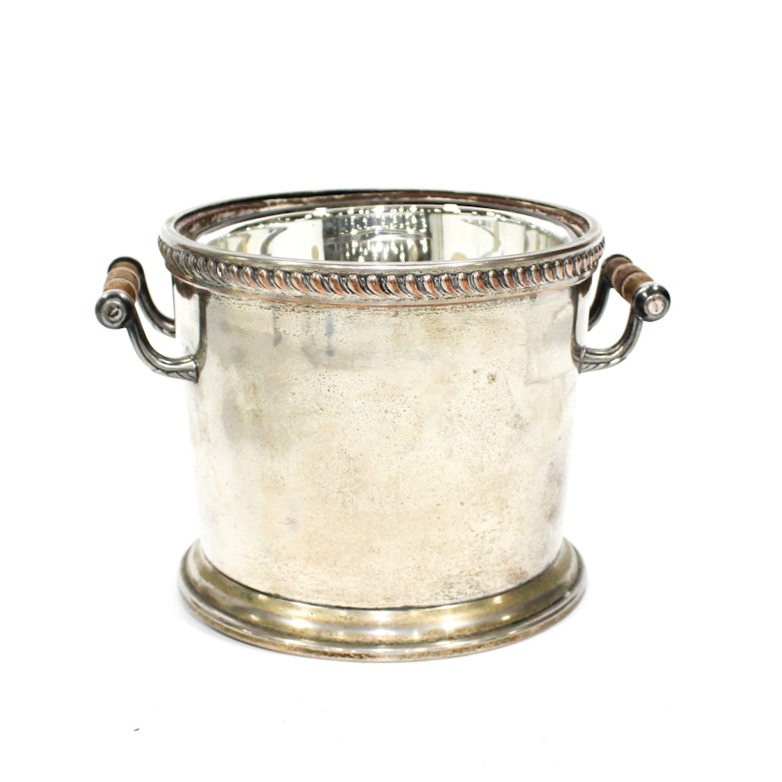 Silver Plate on Copper Two Handle Ice Bucket, 20th Century