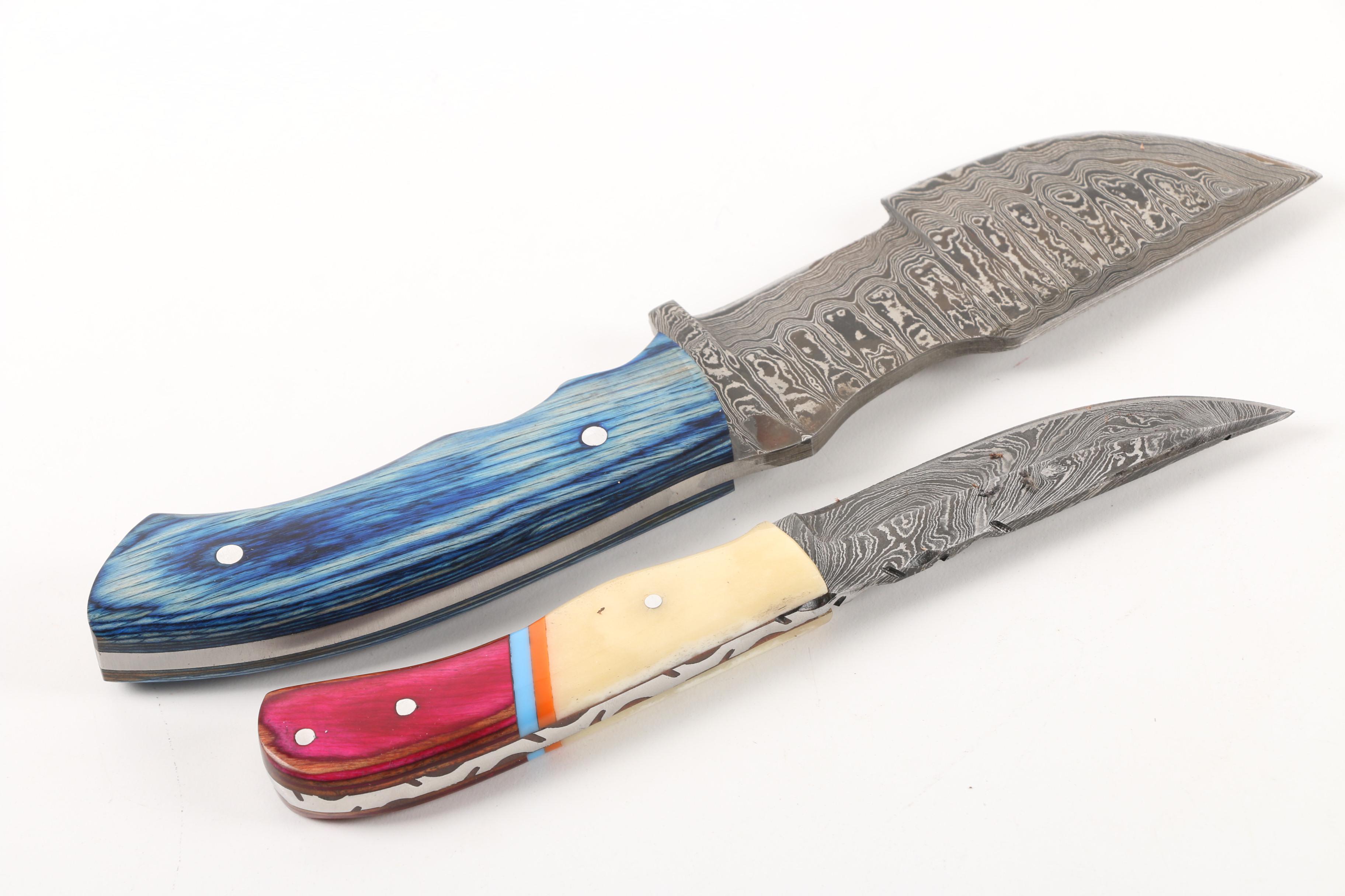 Damascus Steel Fixed Blade Knives, including Cutlery Salvation EBTH