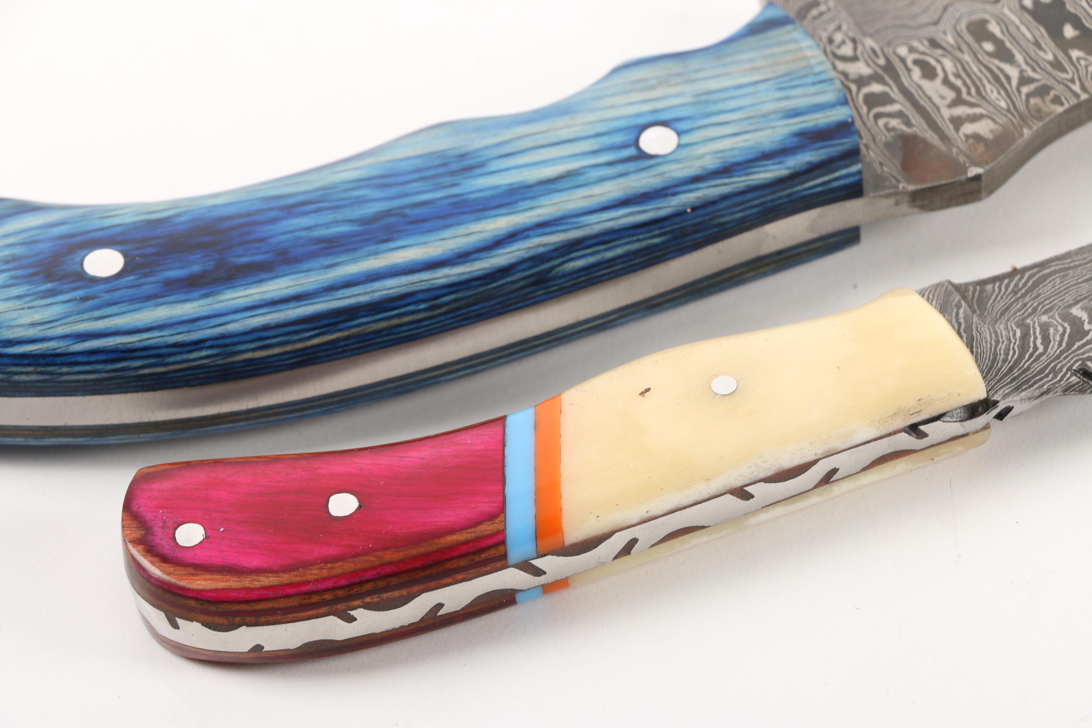 Damascus Steel Fixed Blade Knives, including Cutlery Salvation EBTH