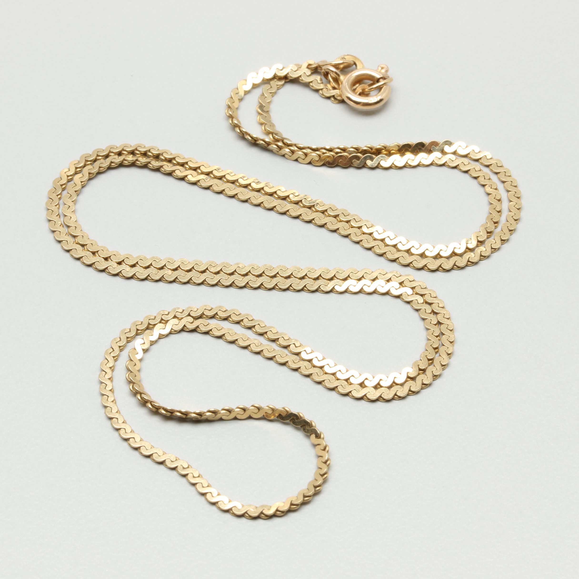 14K Yellow Gold Serpentine Chain Necklace EBTH
