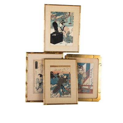 Japanese Ukiyo-e Woodblock Prints including Kunikage, Kunisada, and Kuniyoshi Japanese Ukiyo-e Woodblock Prints including Kunikage, Kunisada, and Kuniyoshi