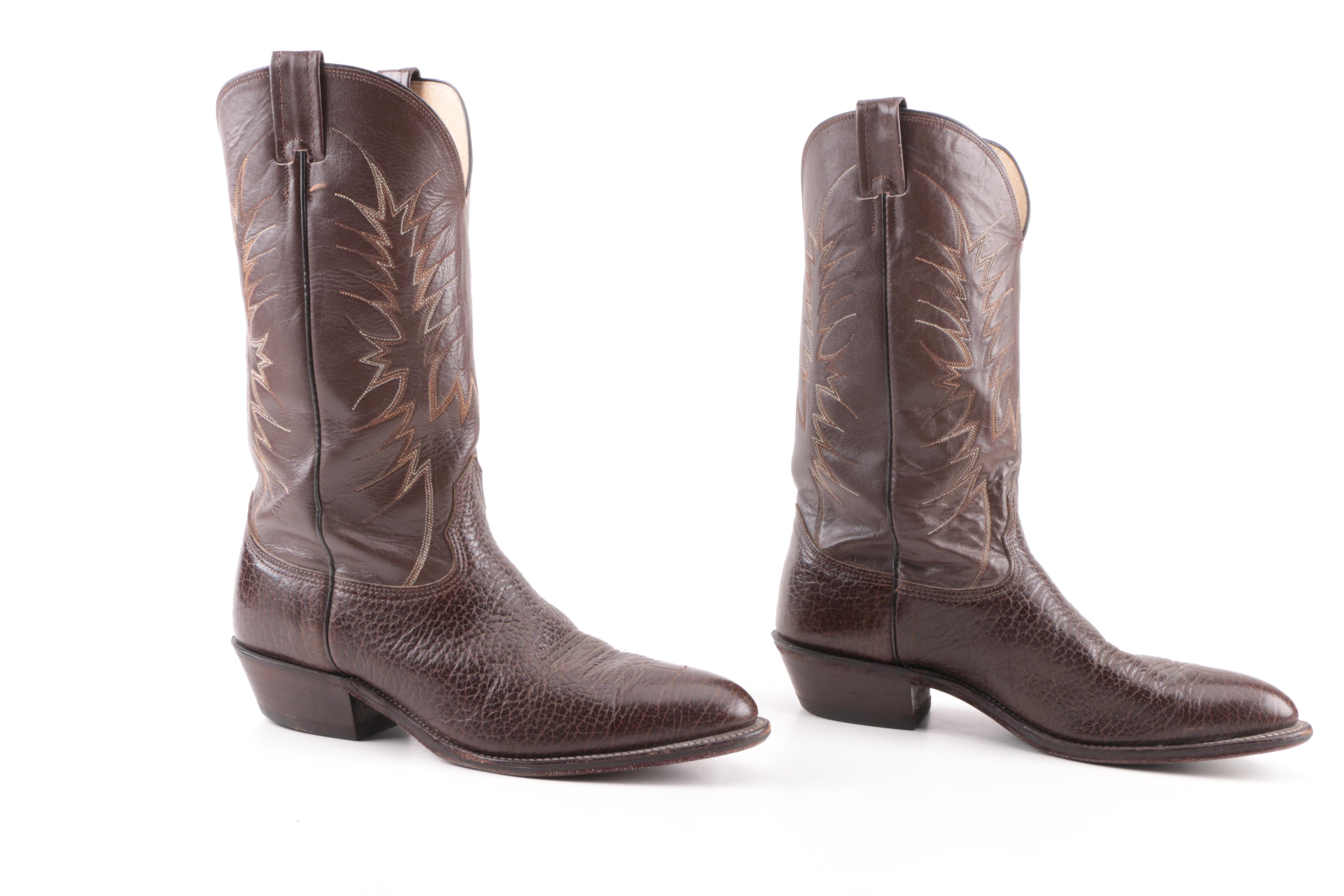 Men's Vintage Nocona Brown Leather Cowboy Boots | EBTH