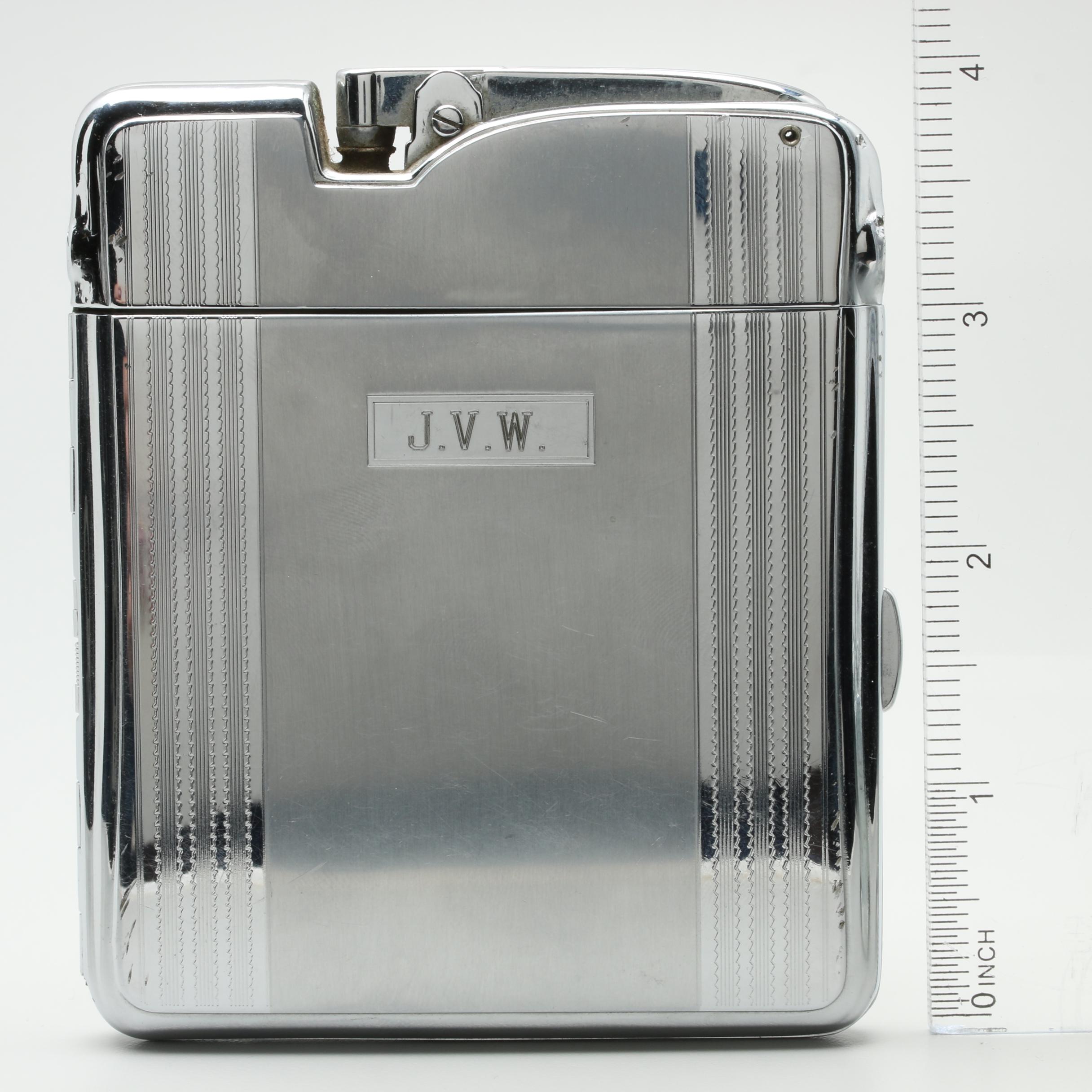 Ronson Silver Tone Cigarette Case with Lighter EBTH