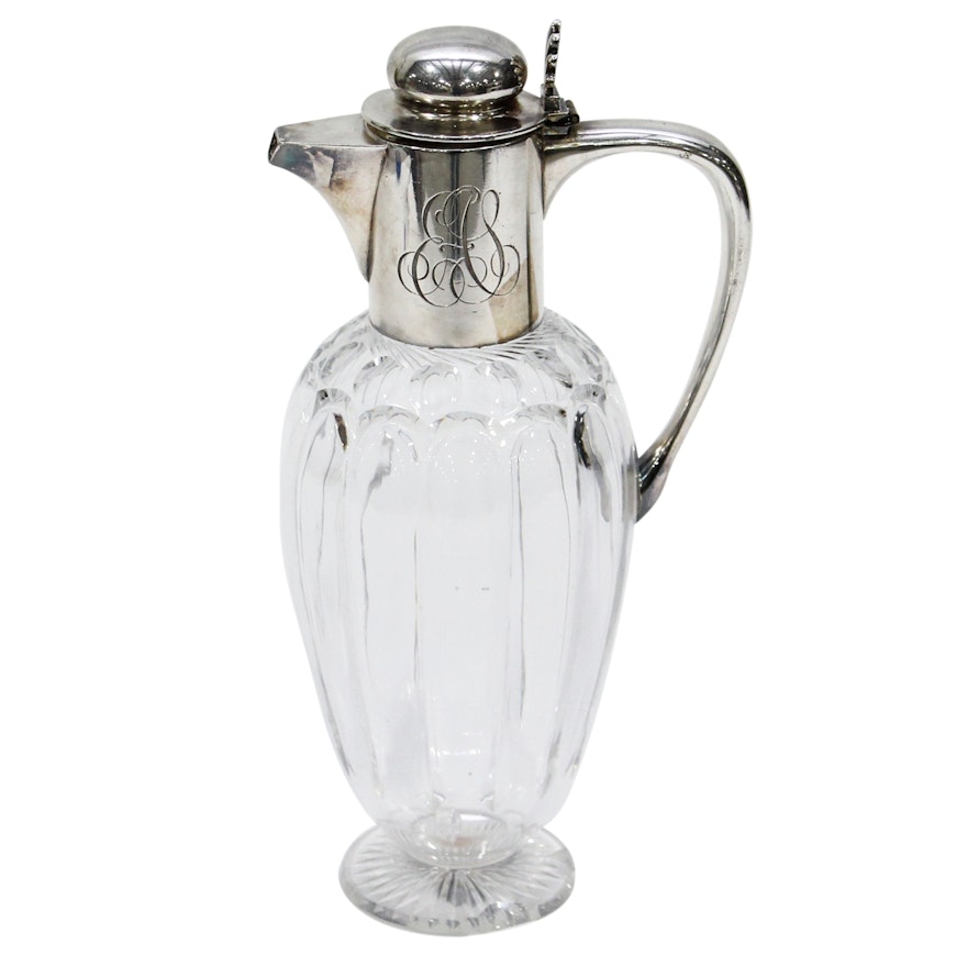Victorian Silver Plate and Glass Claret Jug, by John Grinsell & Sons