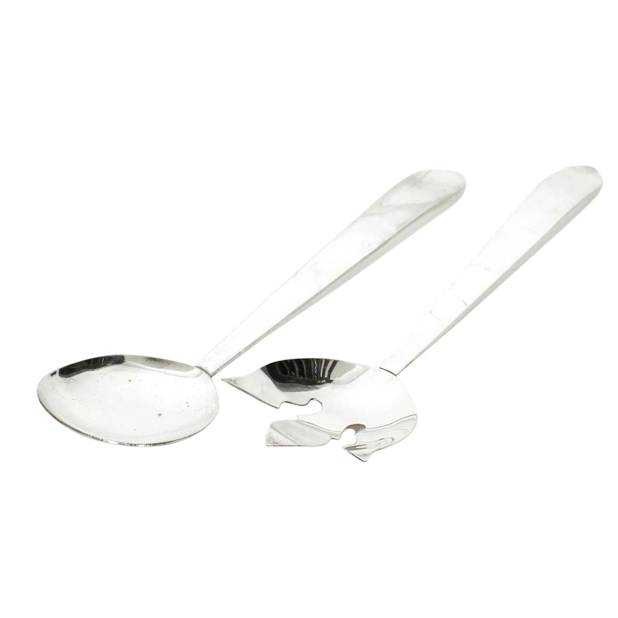 Pair of Silver Plate Salad Servers by Saben, 20th Century