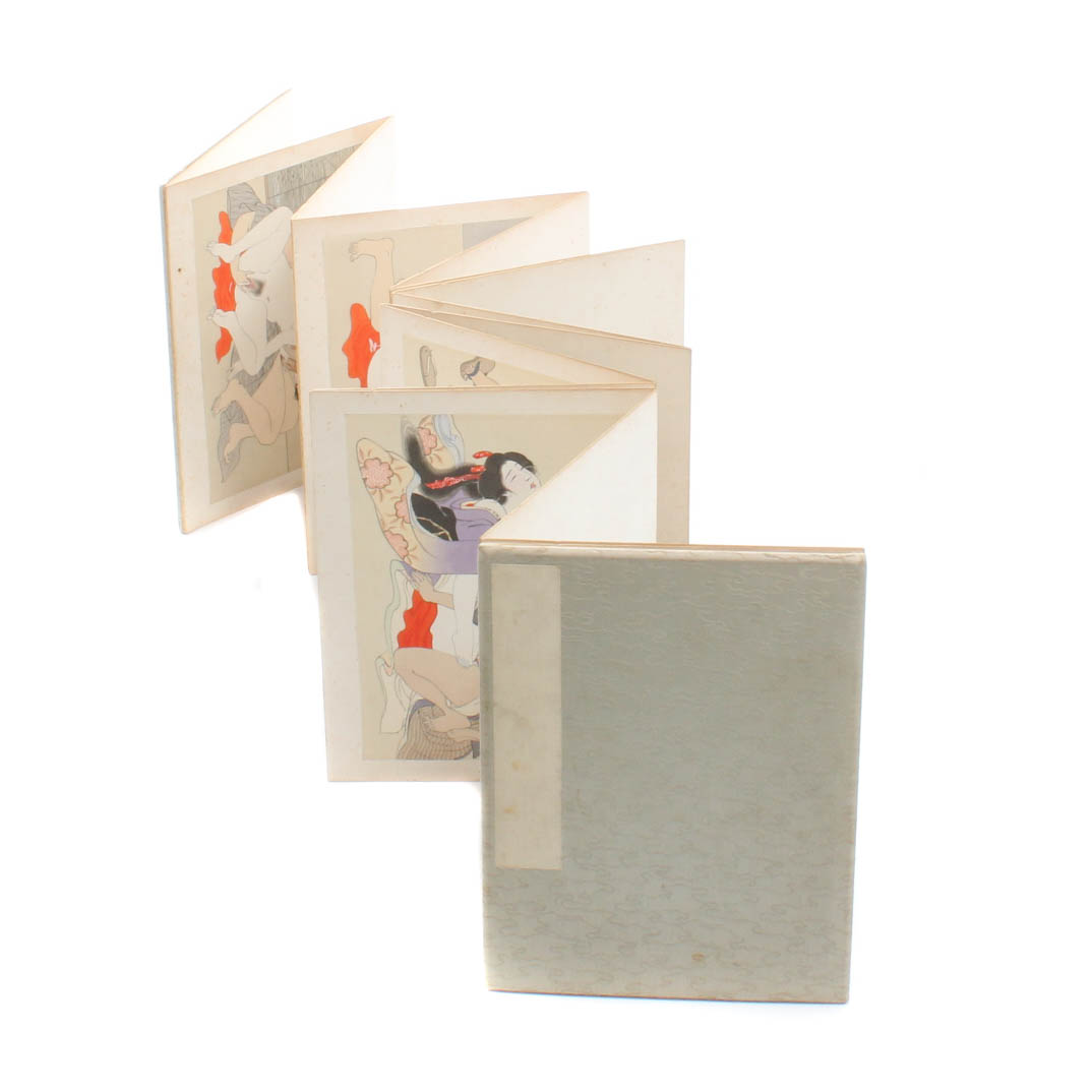 Vintage Silk Bound Japanese Shunga Pillow Book EBTH