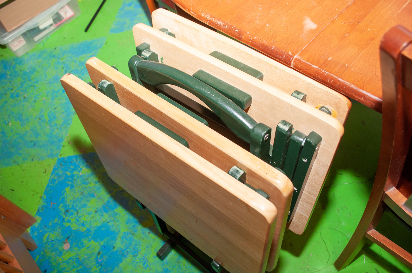 Wooden TV Trays with Storage Stand EBTH