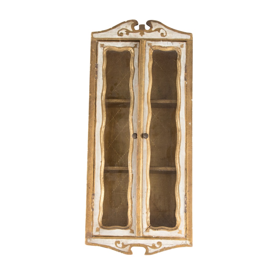 Florentine Cream-Painted and Parcel-Gilt Hanging Cabinet, 20th Century