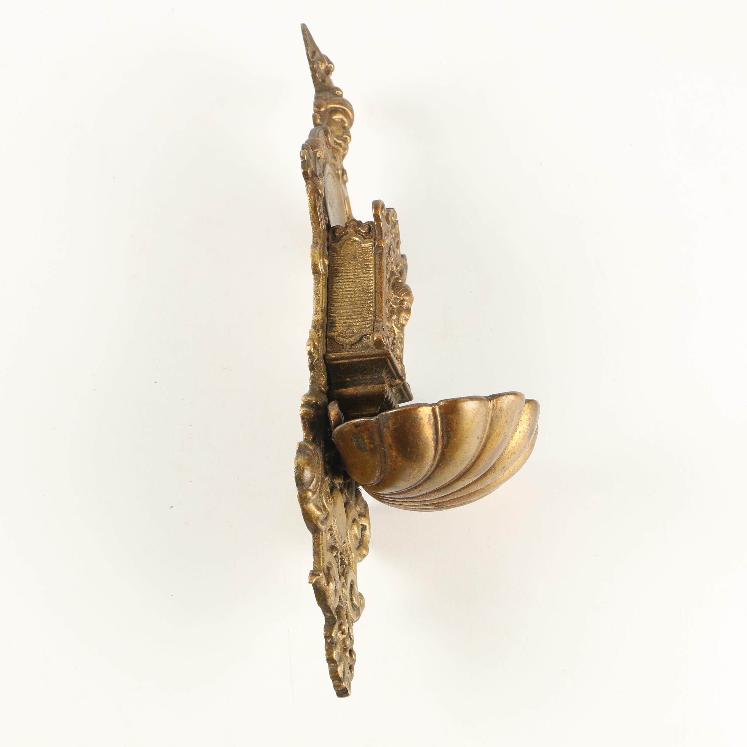 Vintage Art Nouveau Style Brass Wall Hanging Match Holder EBTH