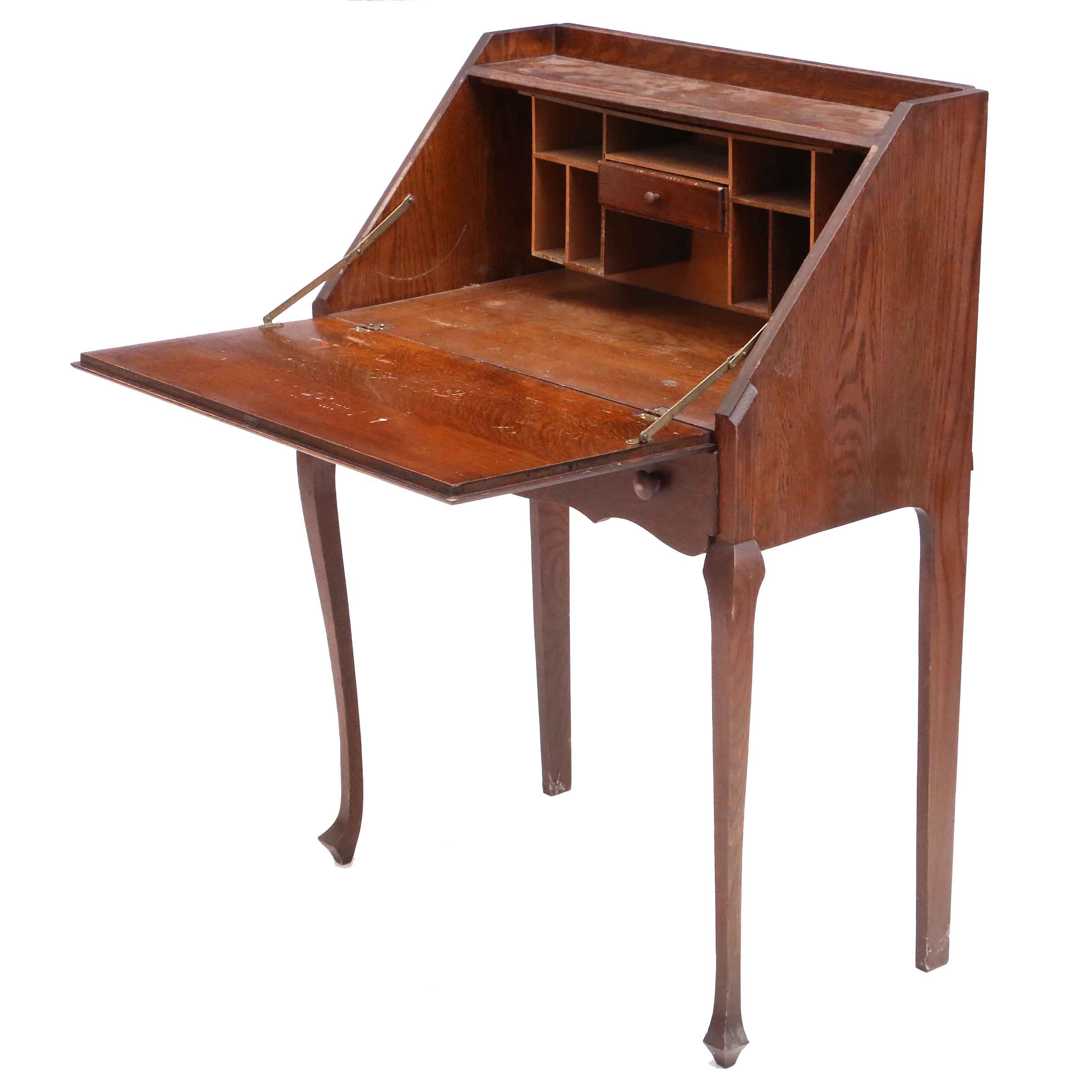 Vintage Oak Secretary Desk Ebth