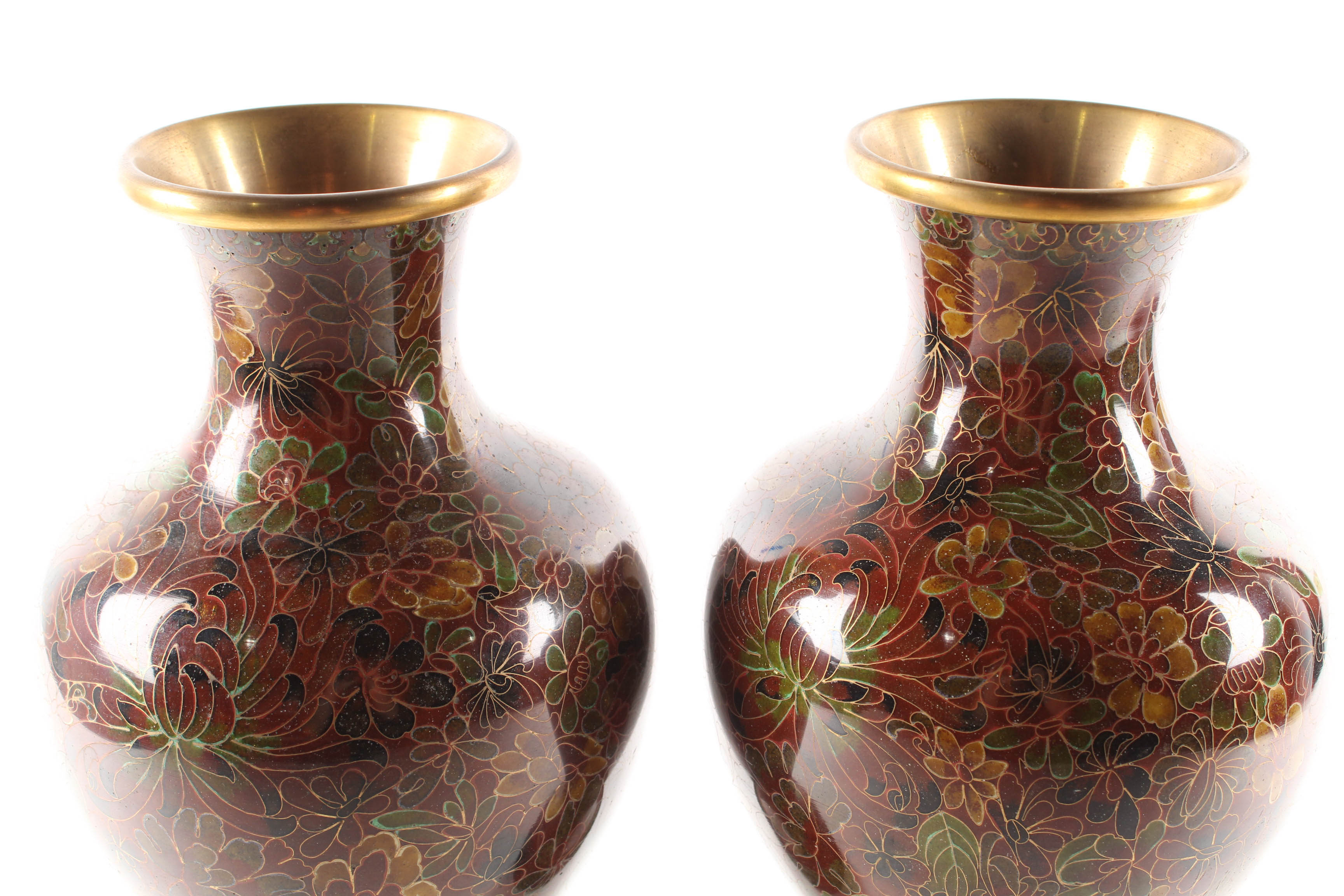 Chinese Zi Jin Cheng Cloisonne Vases EBTH