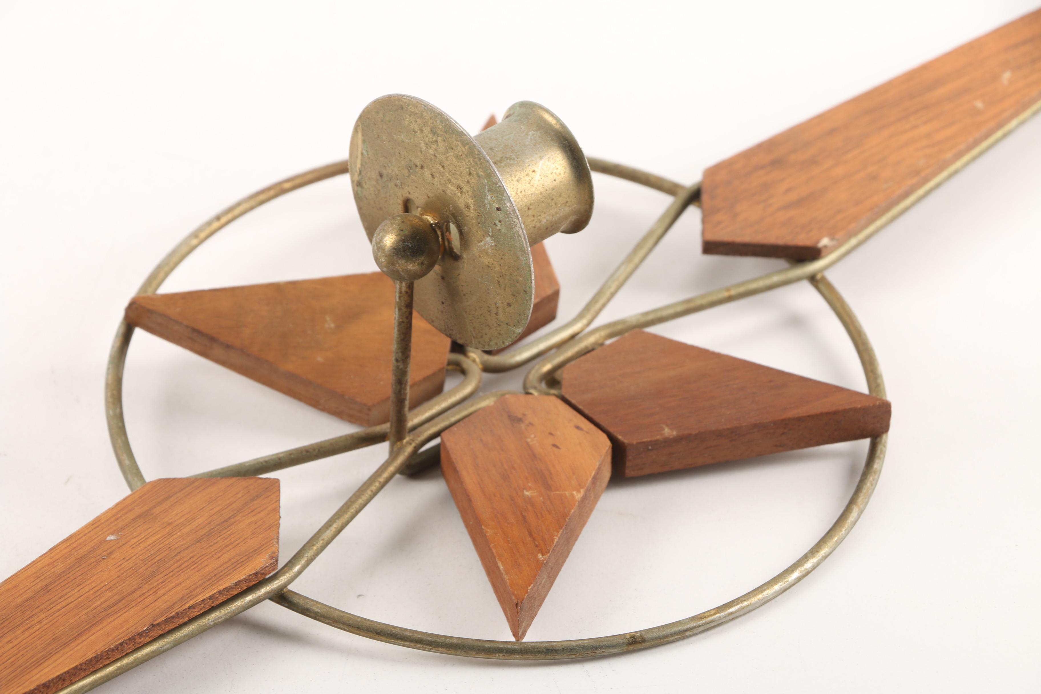 Mid Century Modern Wood and Gold Tone Metal Candle Wall ...