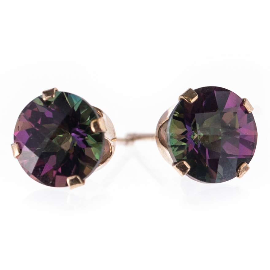 14k Yellow Gold Mystic Topaz Earrings Ebth 14k Yellow Gold Mystic Topaz Earrings