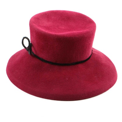 Dominique Mathe Red Felted Wool Wide Brim Hat