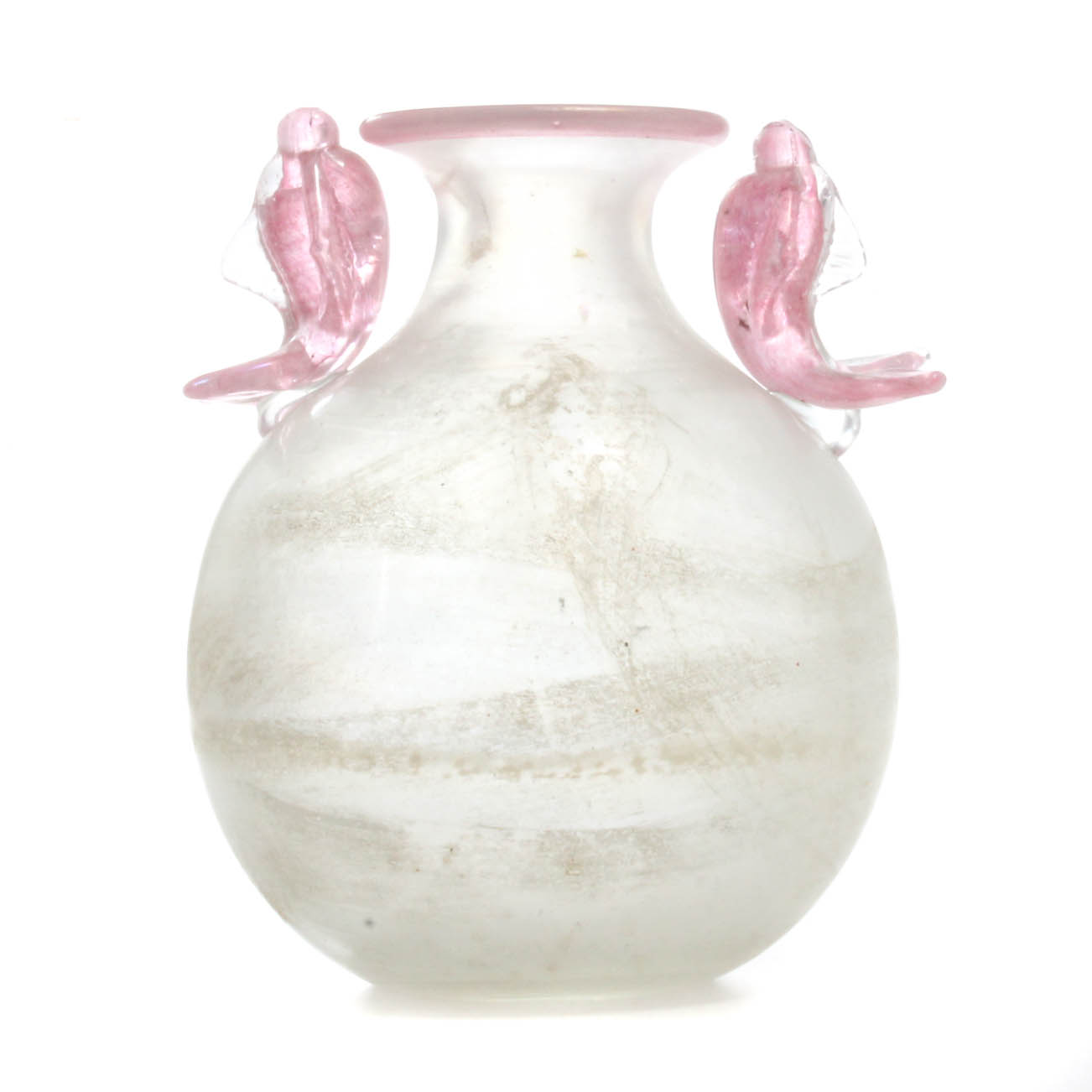 Murano Glass Fish Handle Vase Ebth