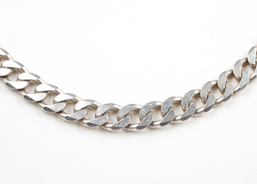 Sterling Silver Curb Link Chain Necklace EBTH